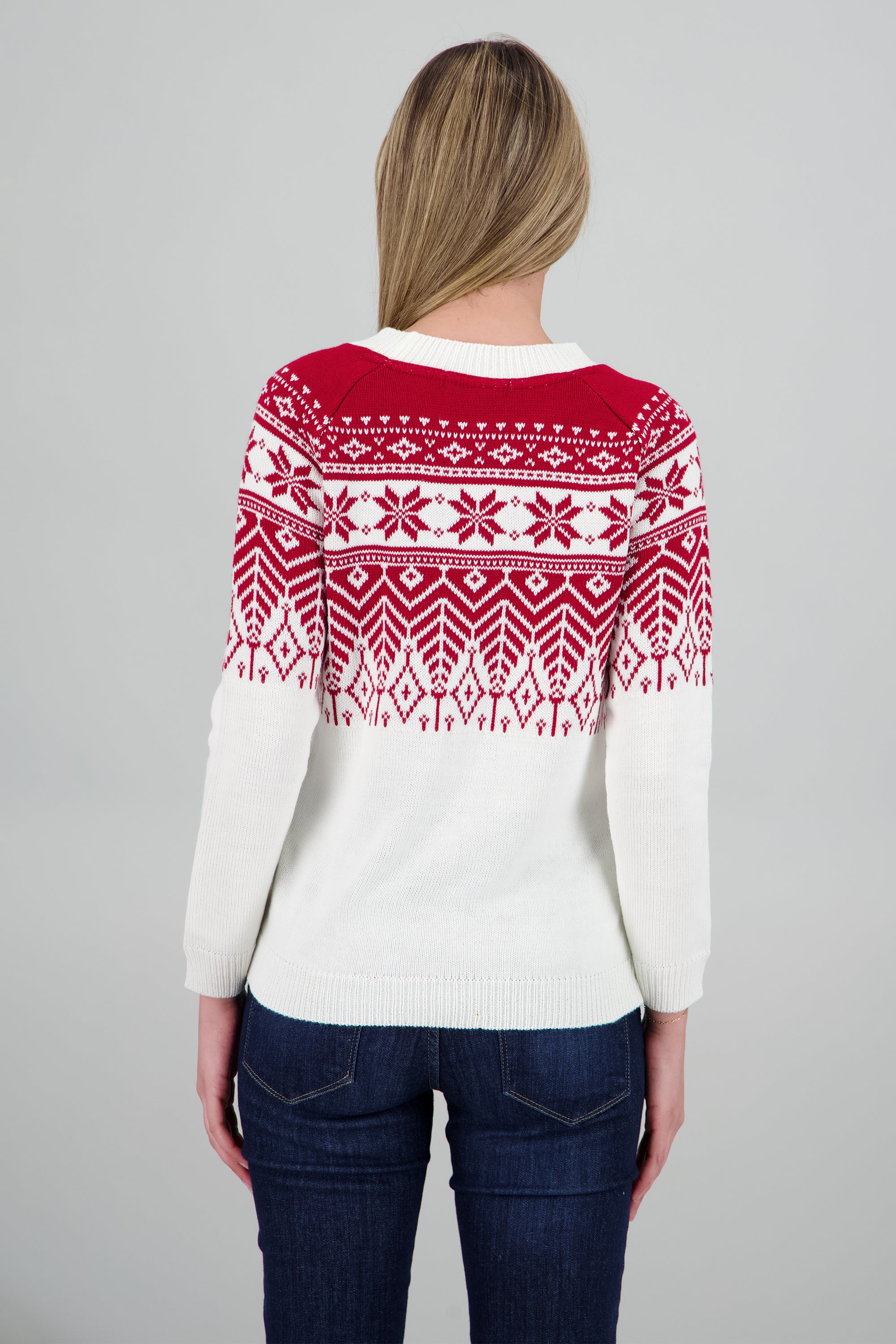 Suéter navideño flor nochebuena BLANCO COMBO