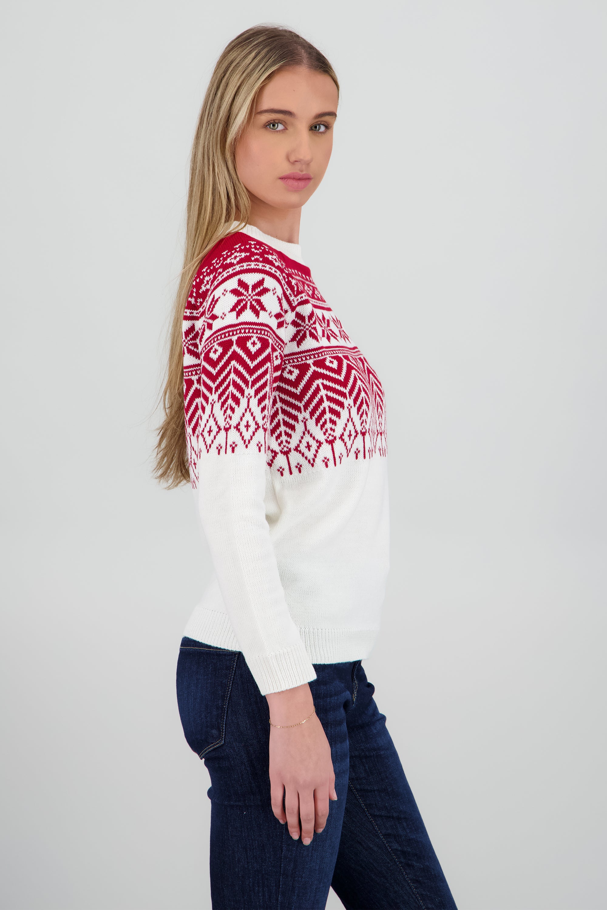 Suéter navideño flor nochebuena BLANCO COMBO