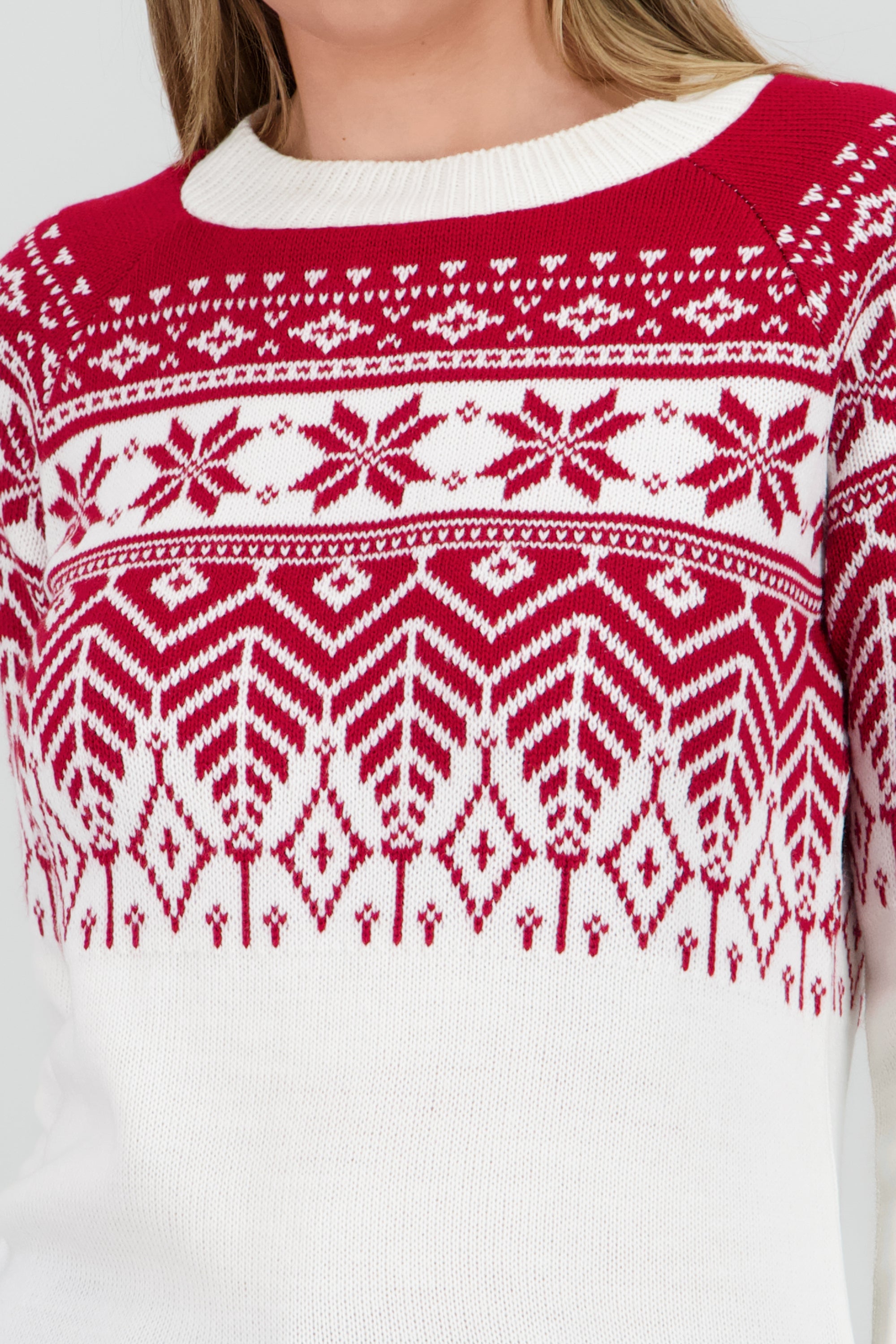 Suéter navideño flor nochebuena BLANCO COMBO