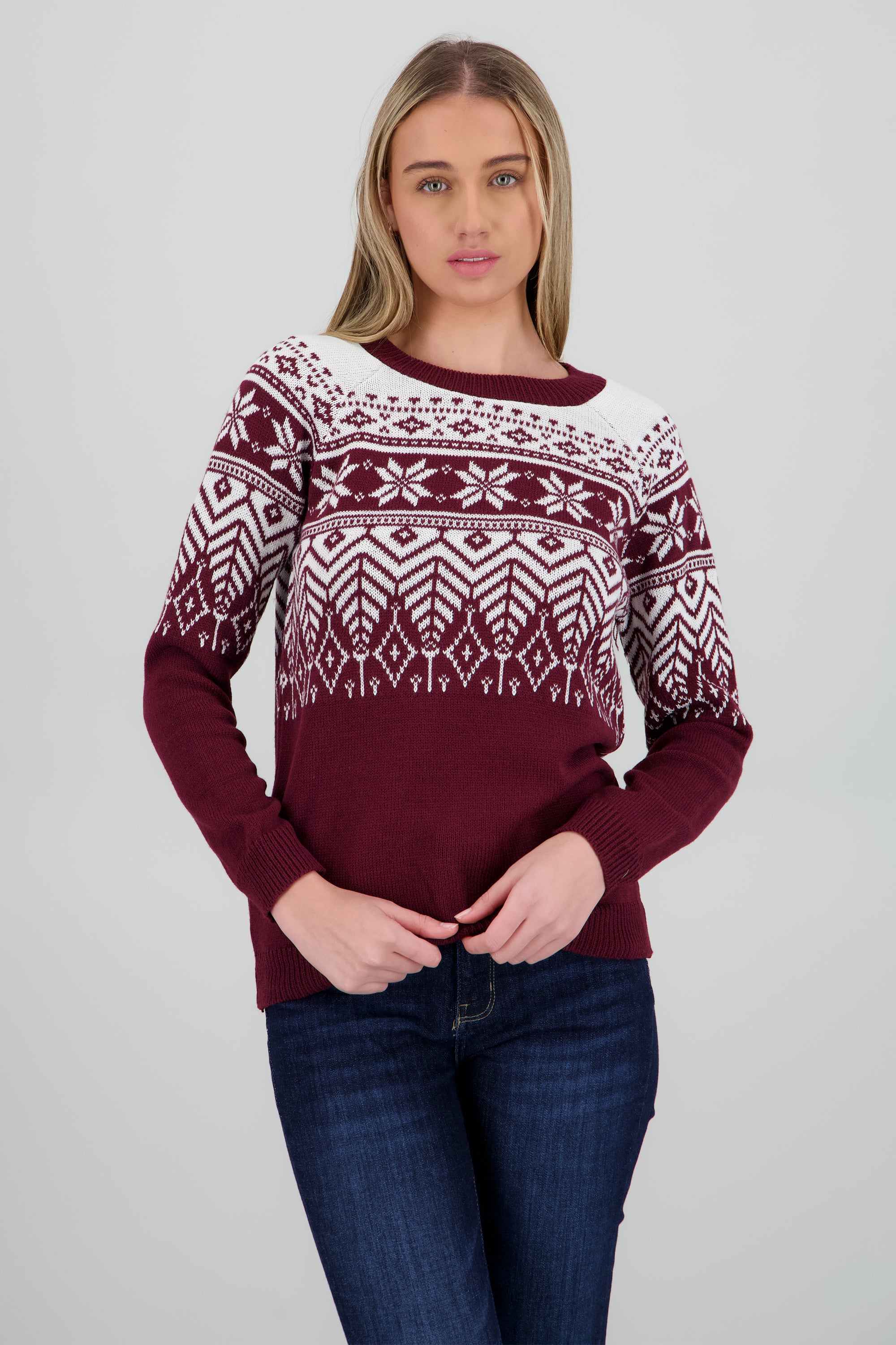 Suéter navideño flor nochebuena VINO COMBO