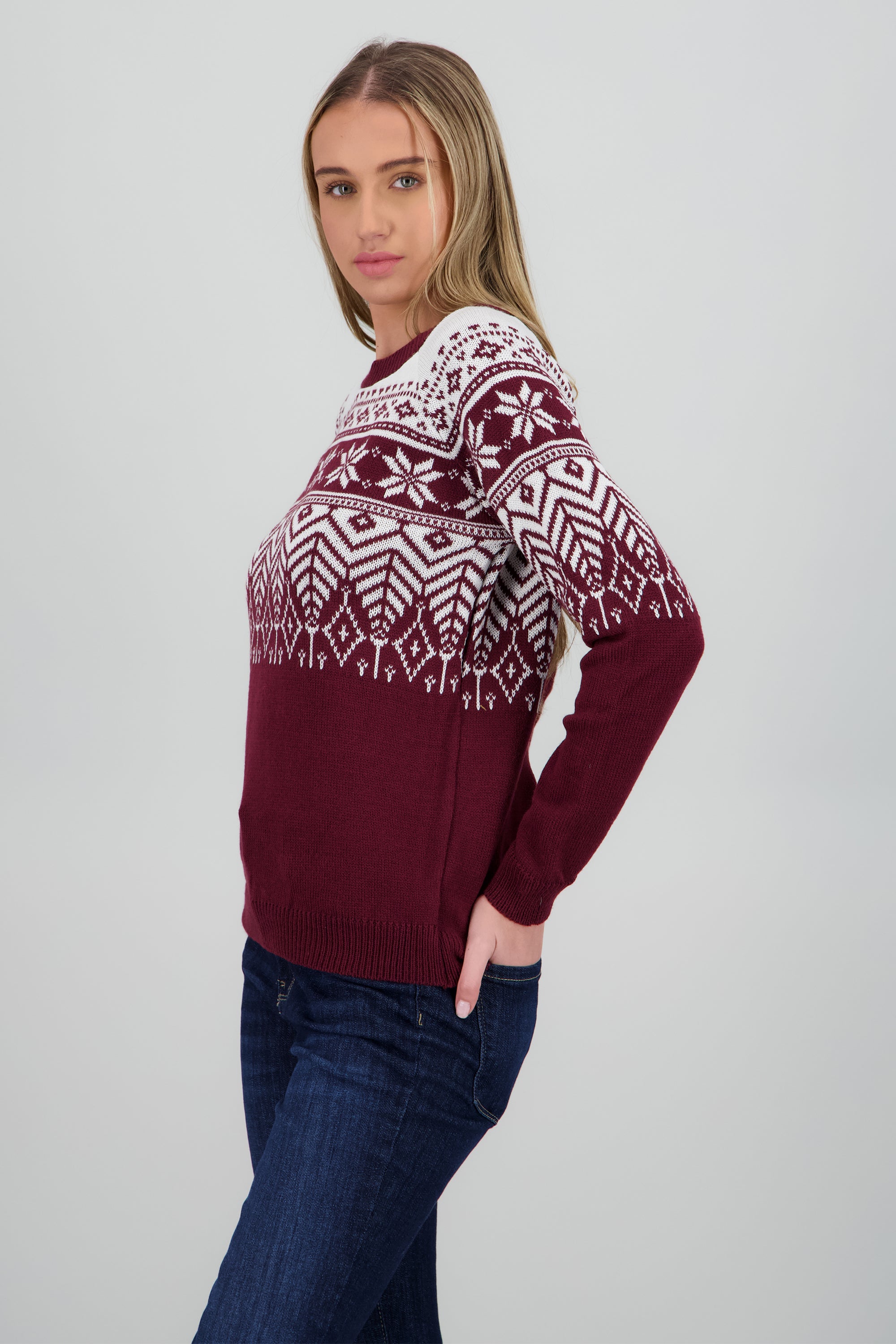 Suéter navideño flor nochebuena VINO COMBO