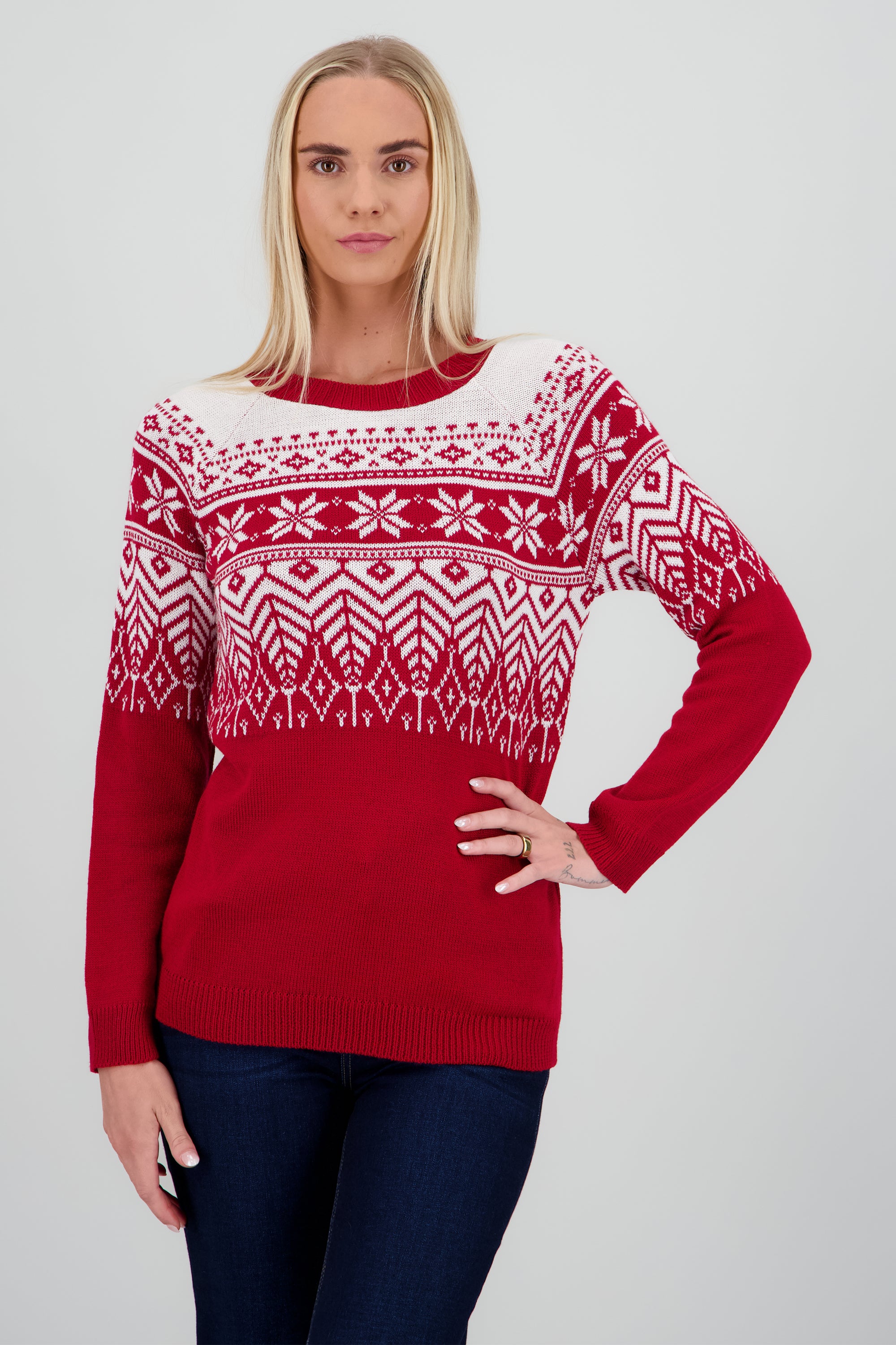 Suéter navideño flor nochebuena ROJO COMBO