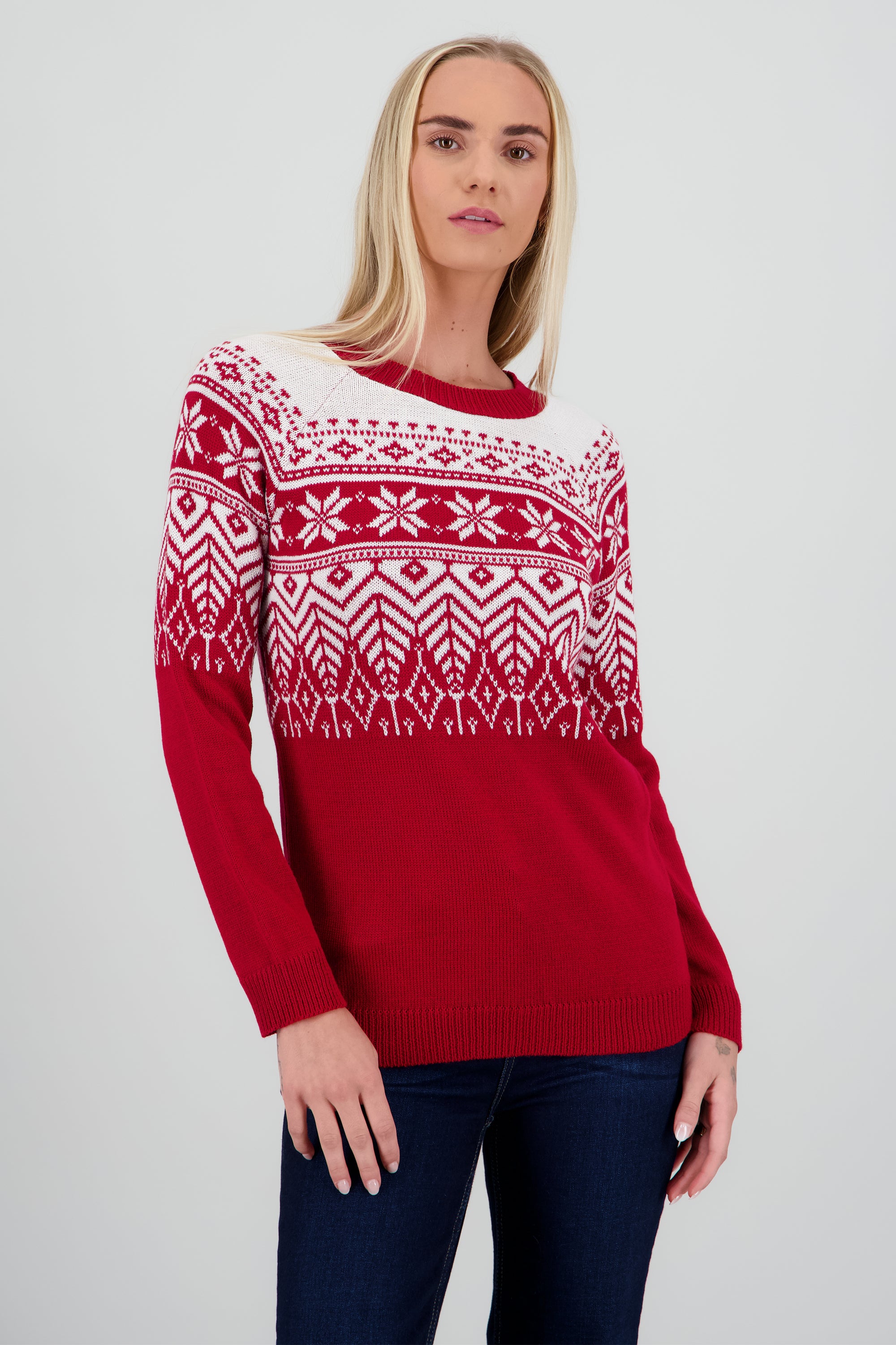 Suéter navideño flor nochebuena ROJO COMBO