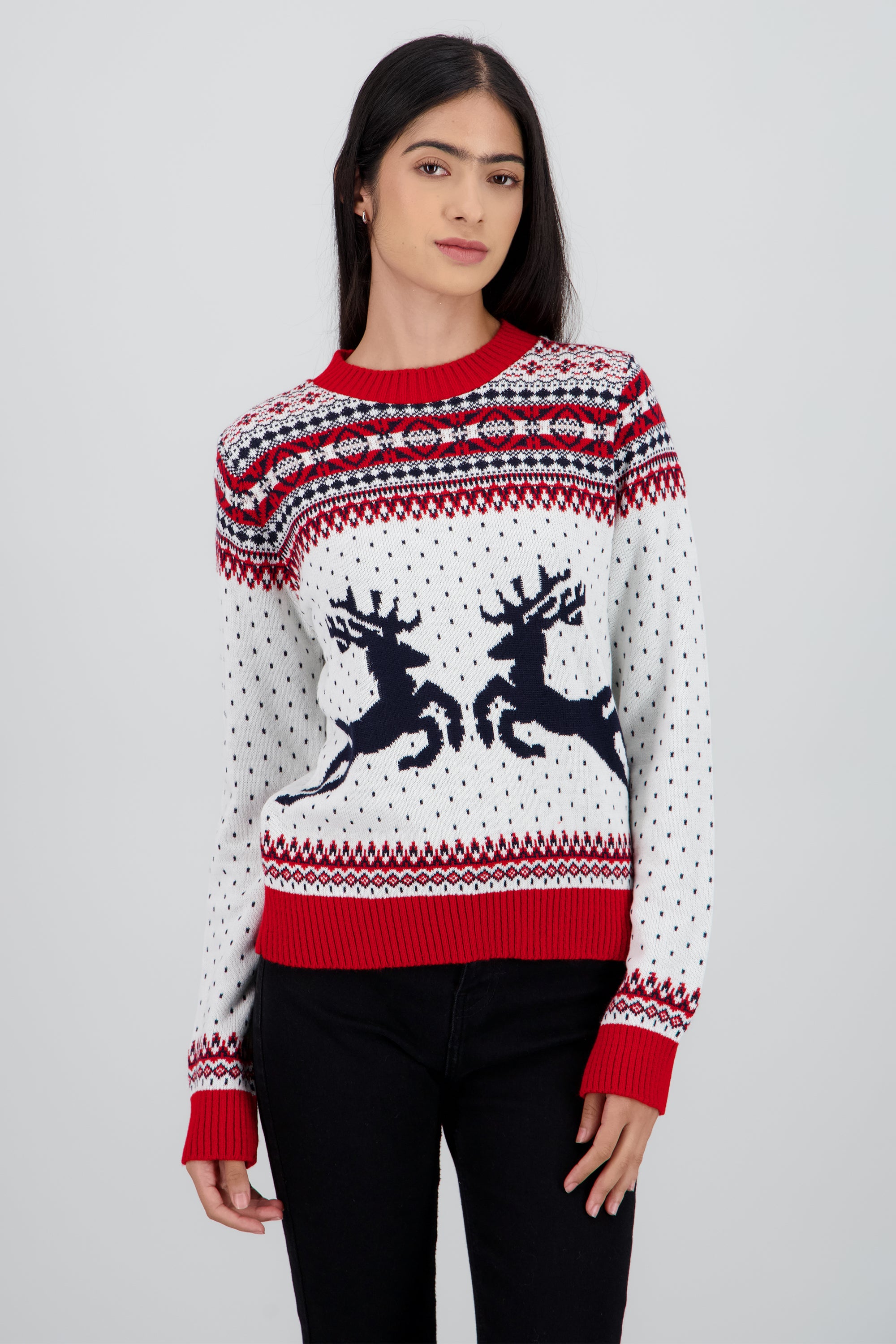 Suéter navideño renos BLANCO COMBO
