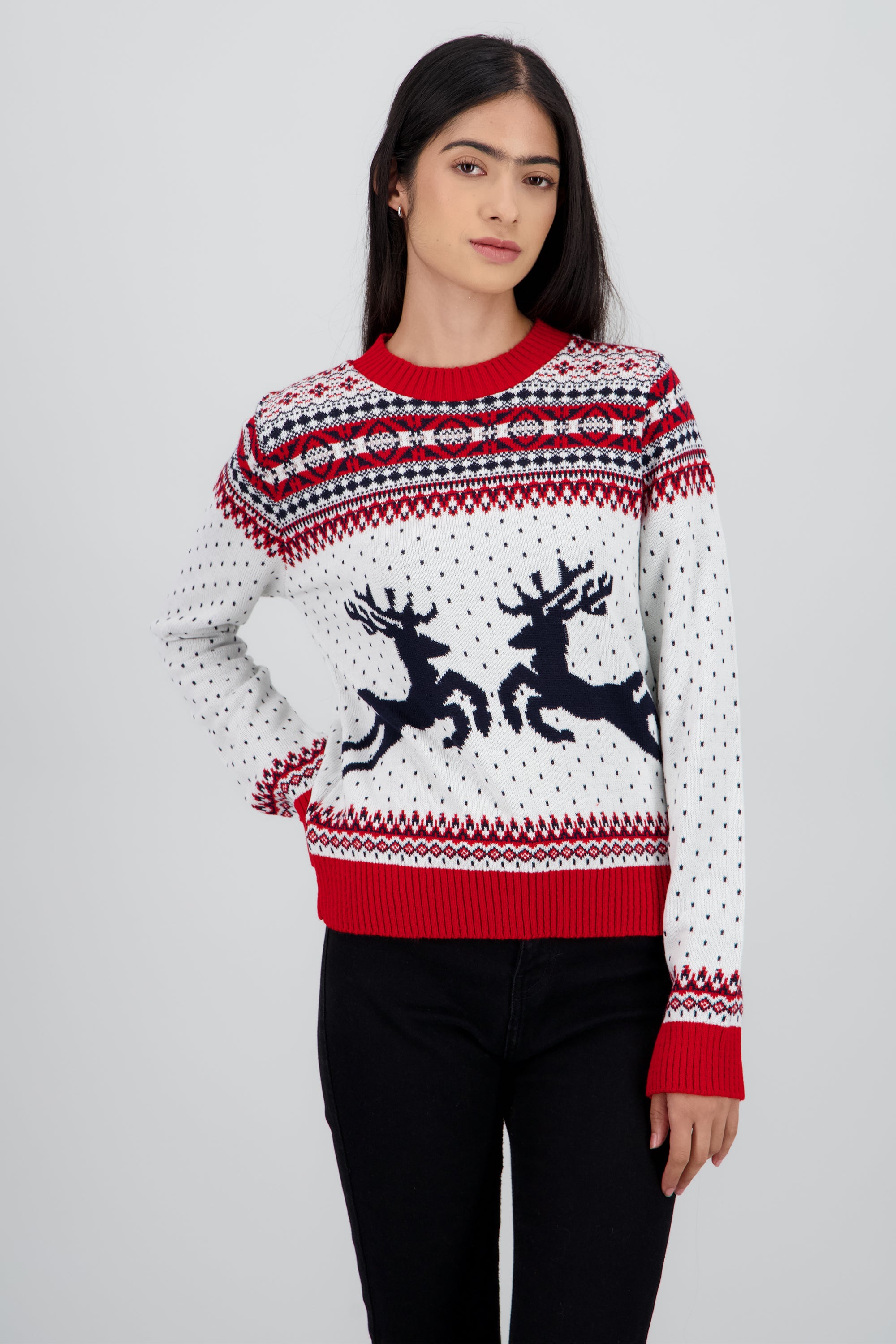 Suéter navideño renos BLANCO COMBO