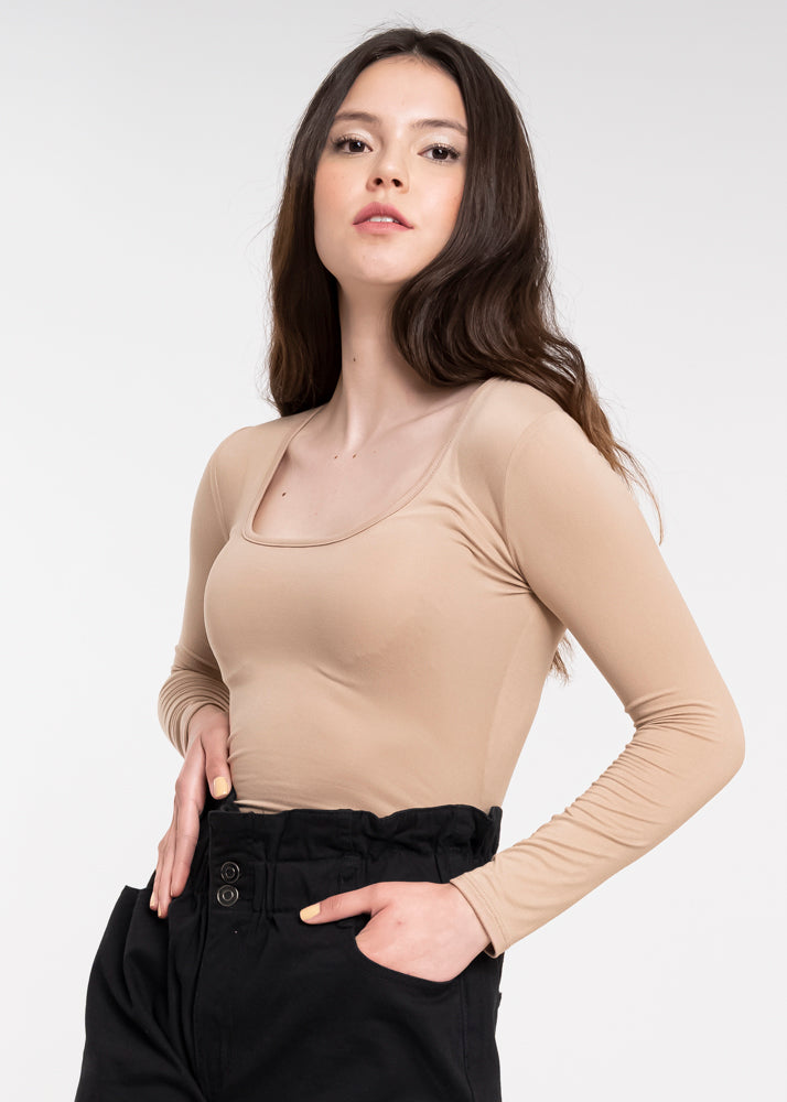 Bodysuit Liso Escote TAUPE