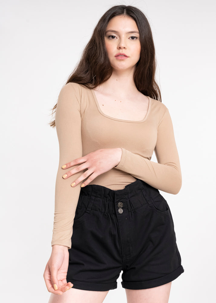 Bodysuit Liso Escote TAUPE
