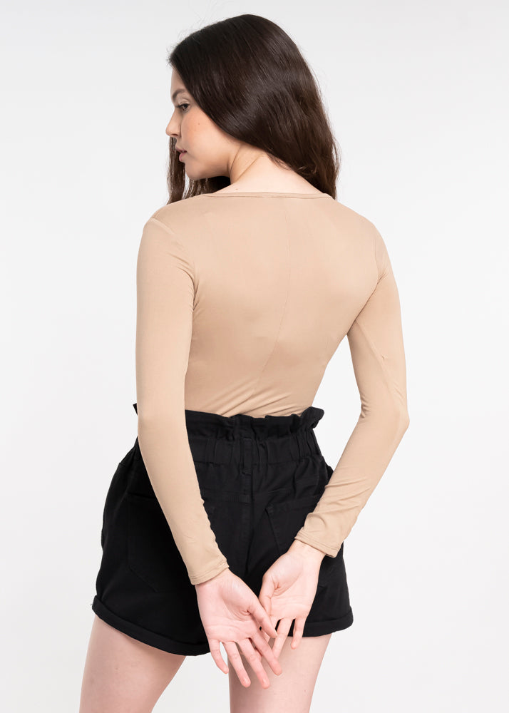 Bodysuit Liso Escote TAUPE
