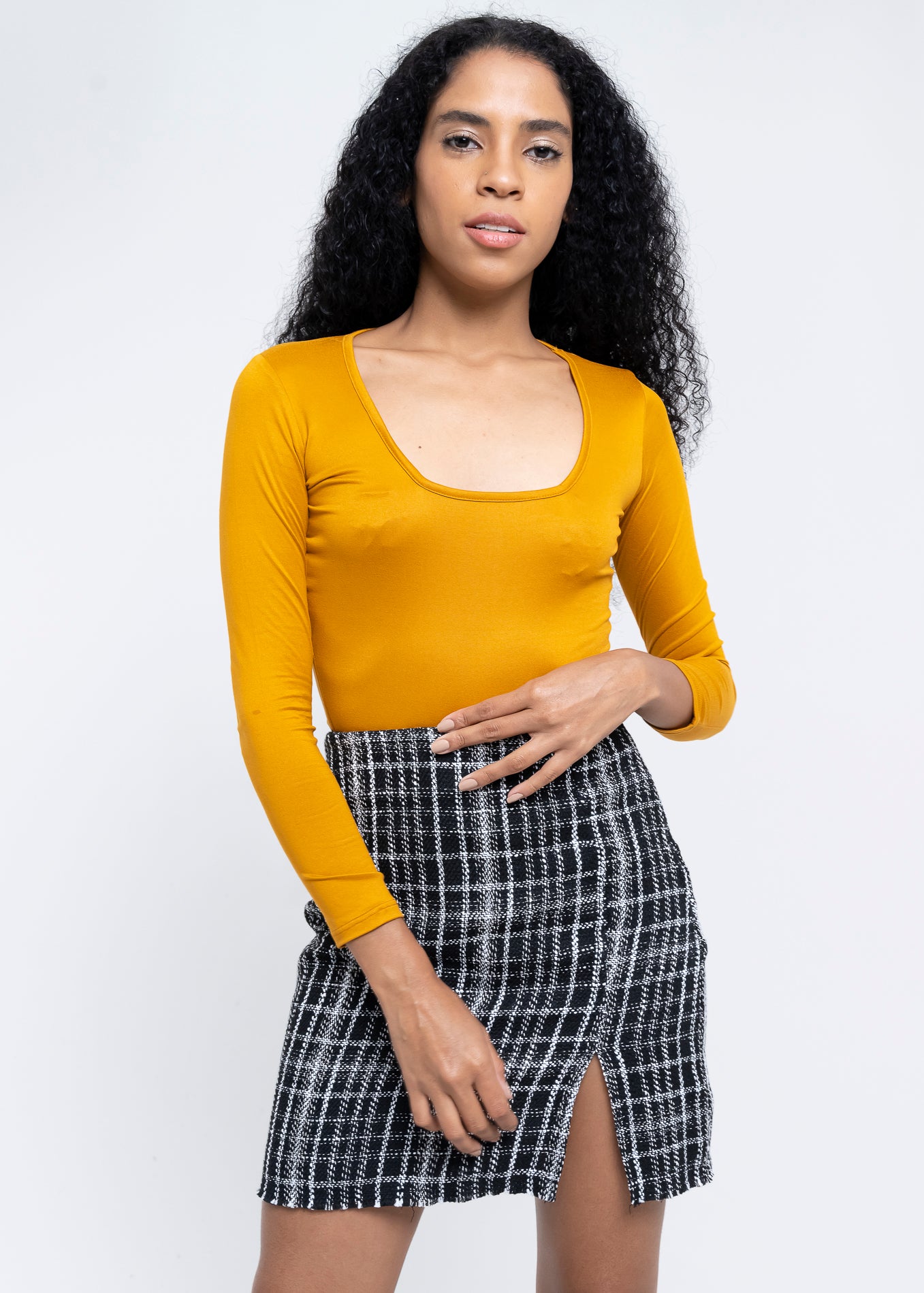 Bodysuit Liso Escote CAMELLO