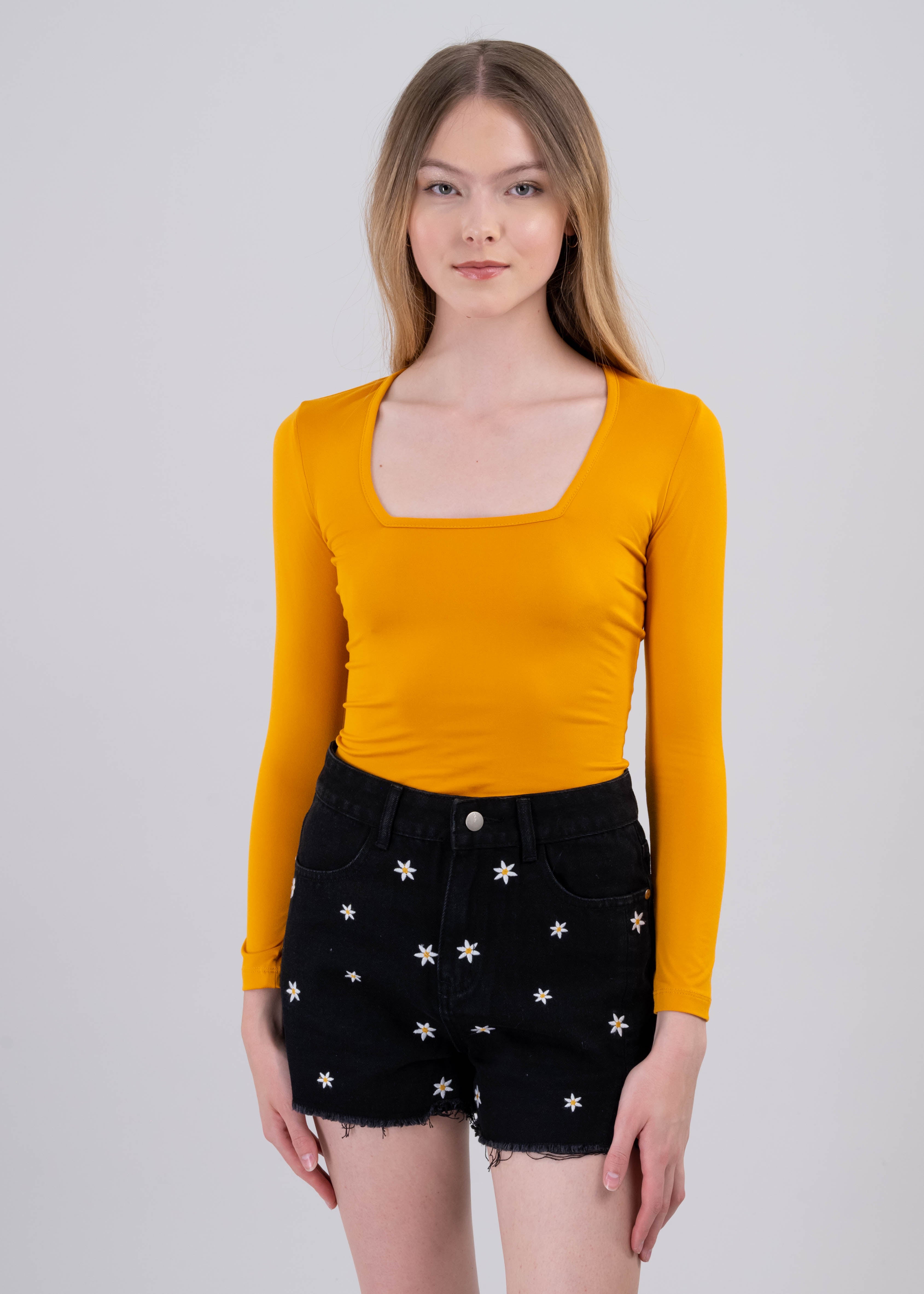 Bodysuit Liso Escote NARANJA