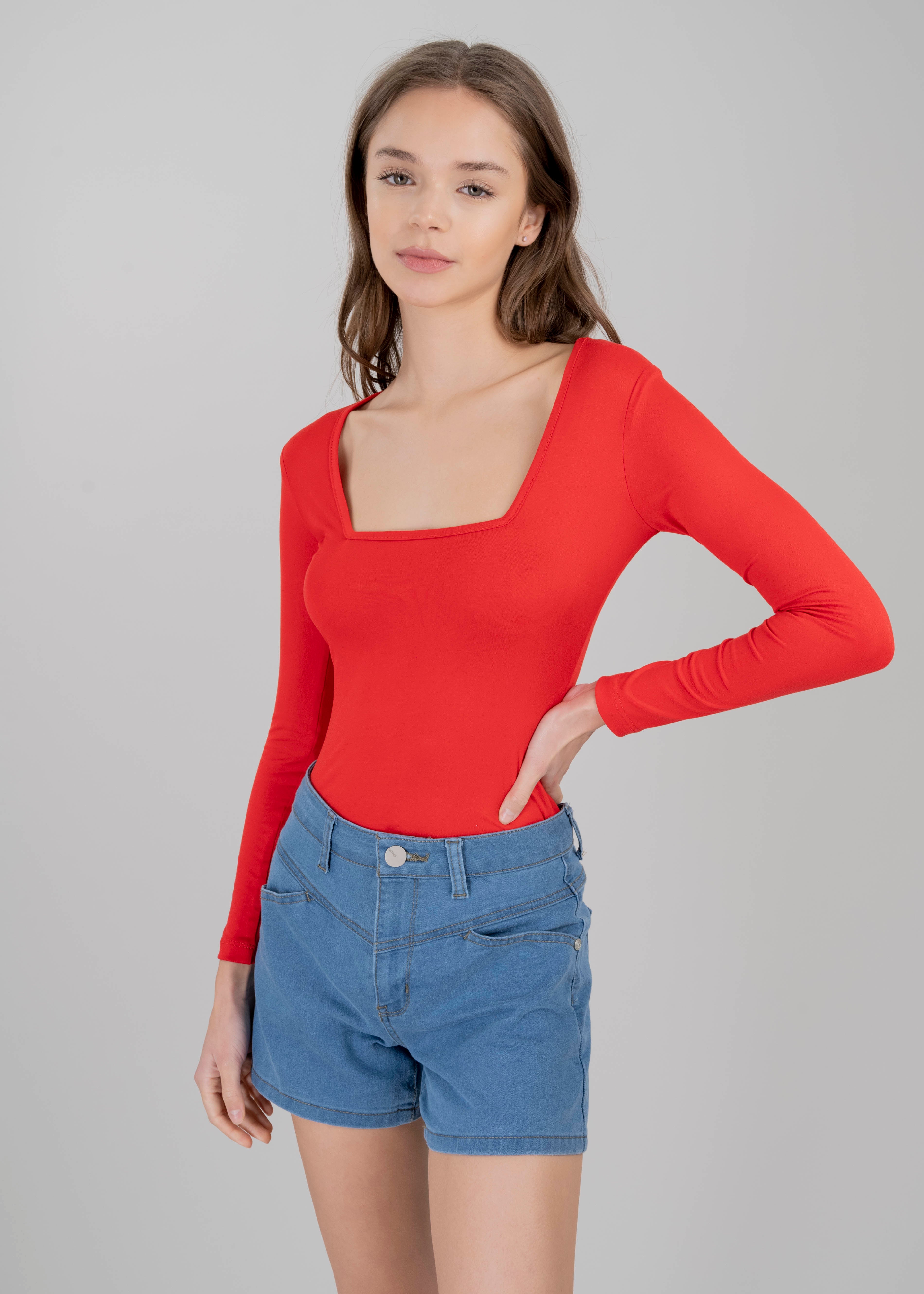Bodysuit Liso Escote ROJO QUEMADO