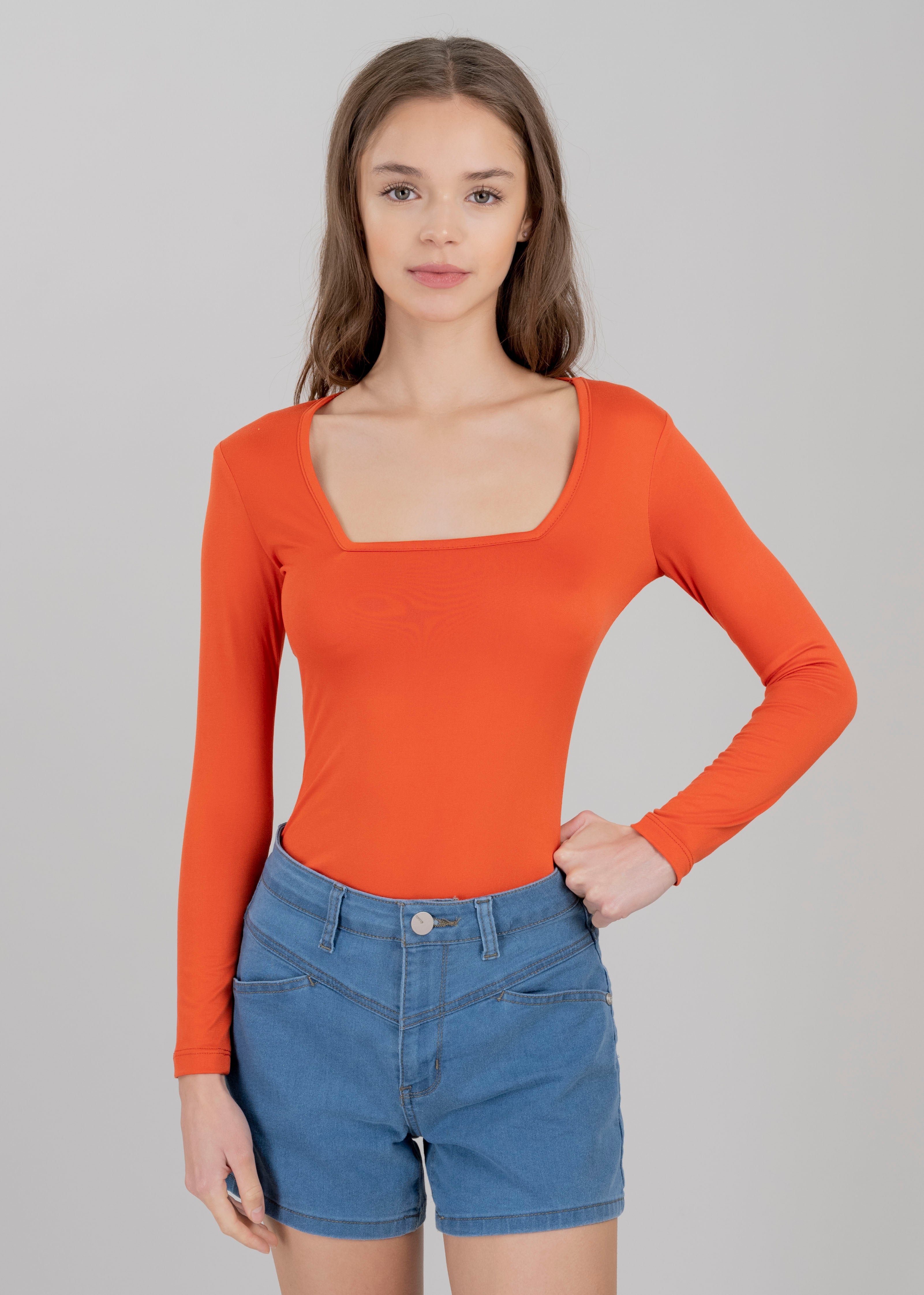 Bodysuit Liso Escote NARANJA OBSCURO