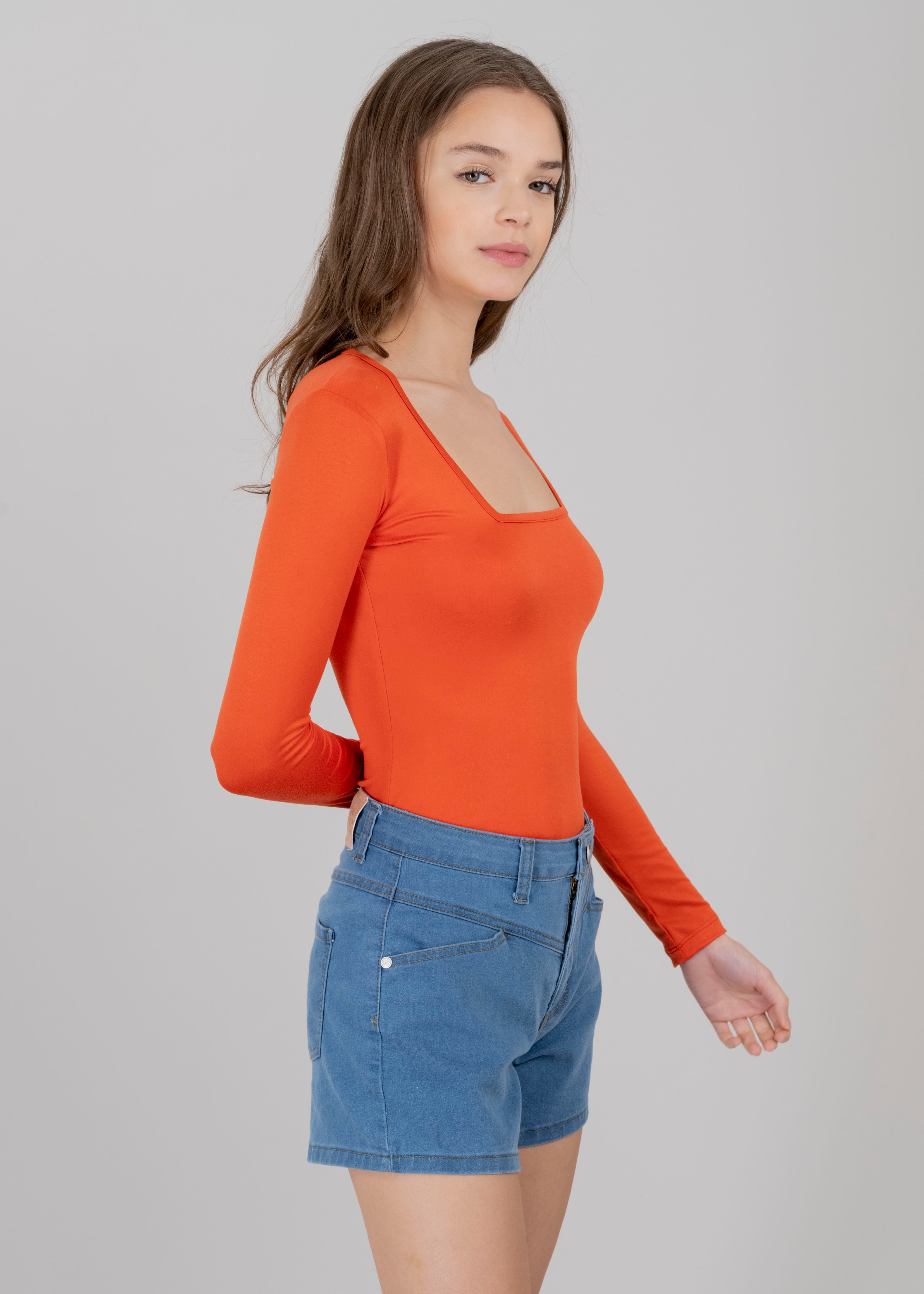 Bodysuit Liso Escote NARANJA OBSCURO