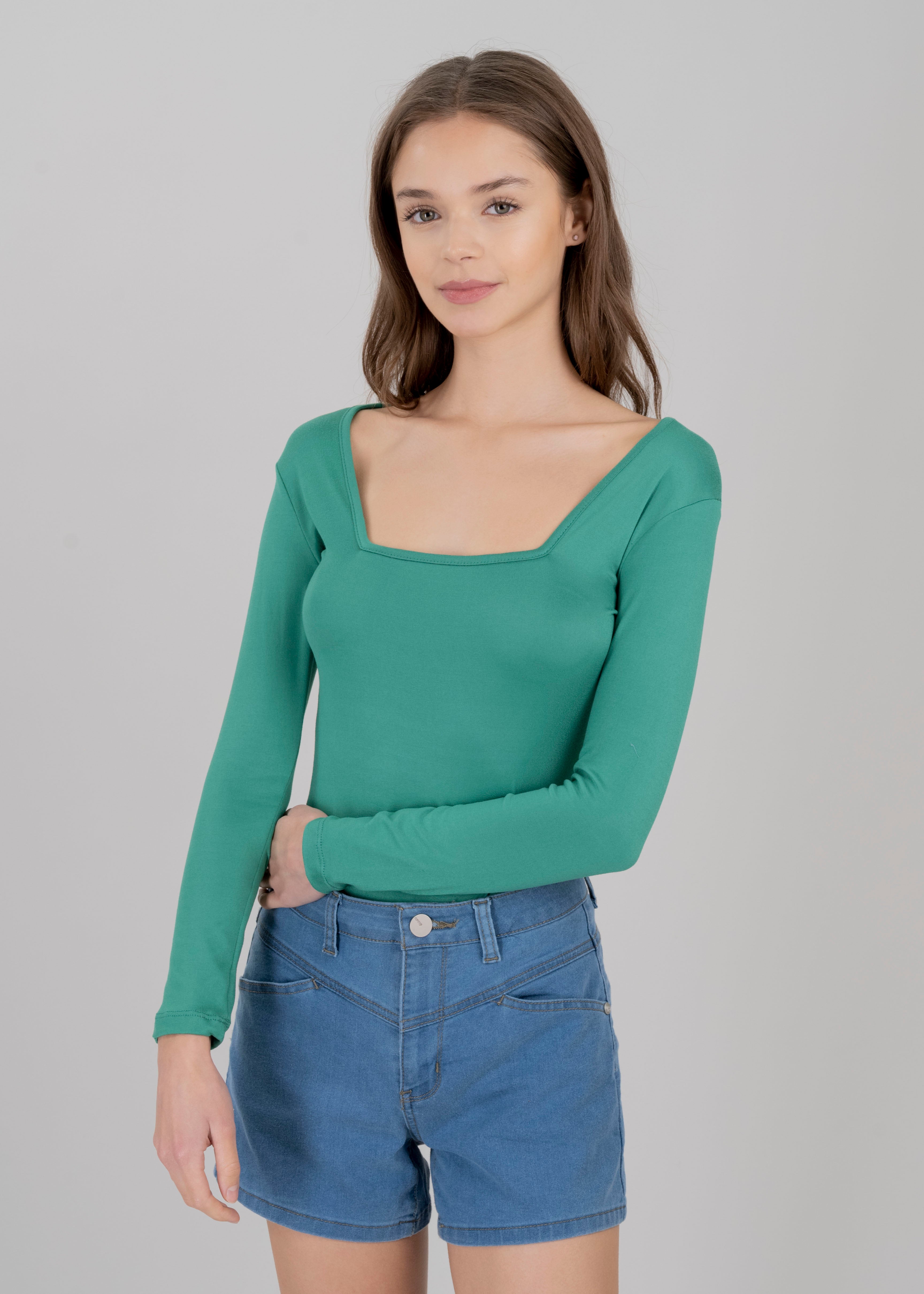 Bodysuit Liso Escote VERDE OBSCURO