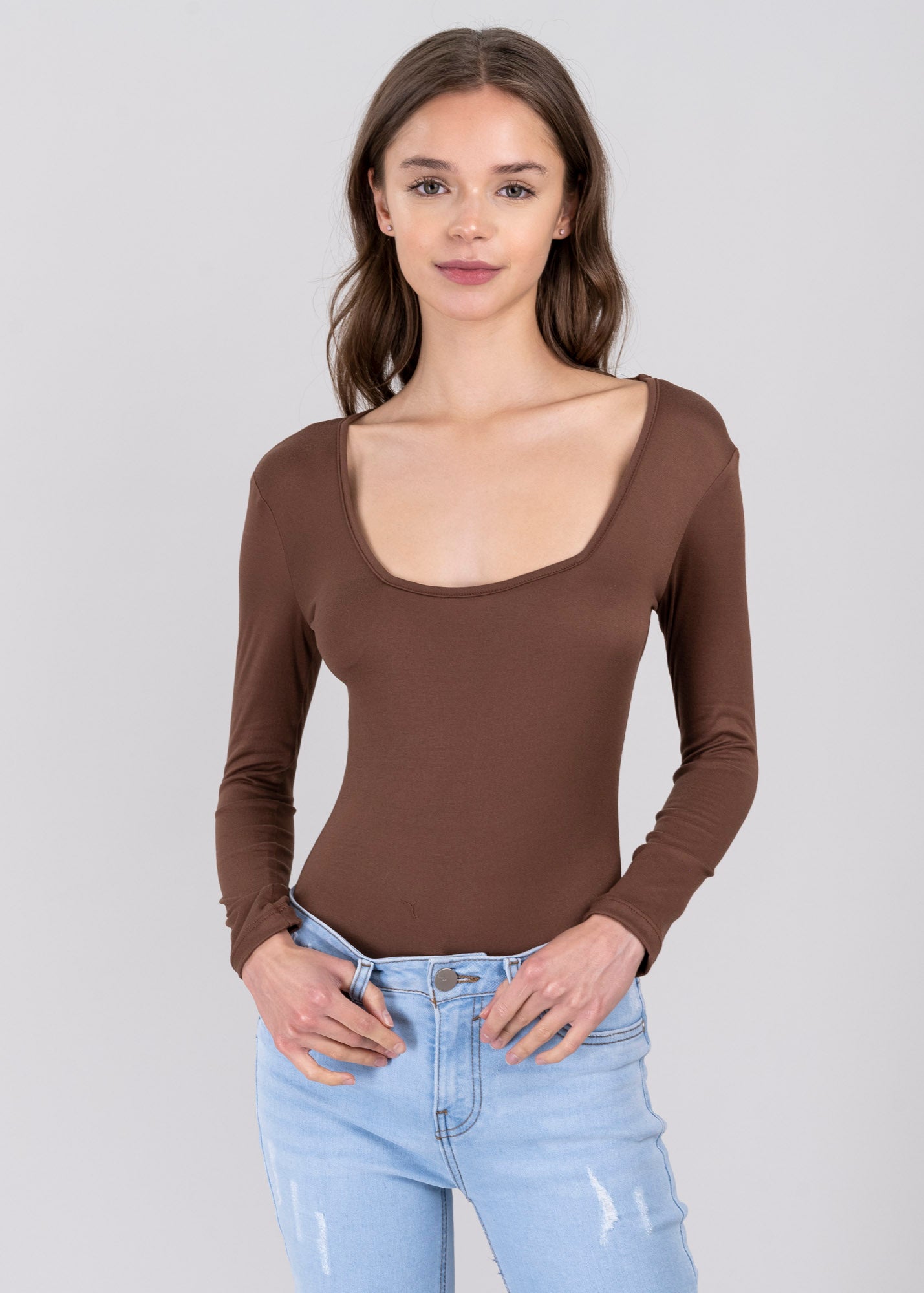 Bodysuit Liso Escote CAFE OBSCURO