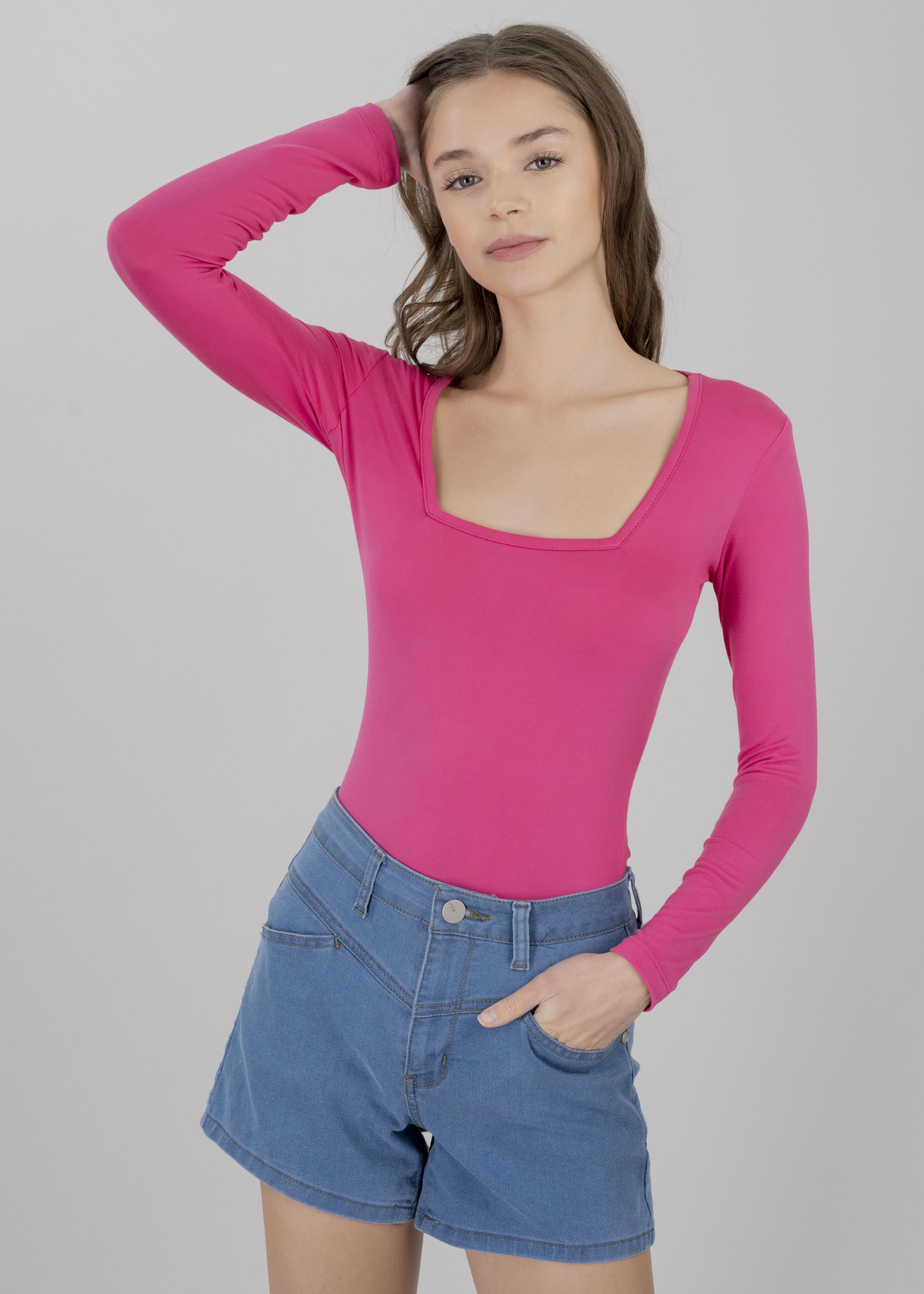 Bodysuit Liso Escote MAGENTA