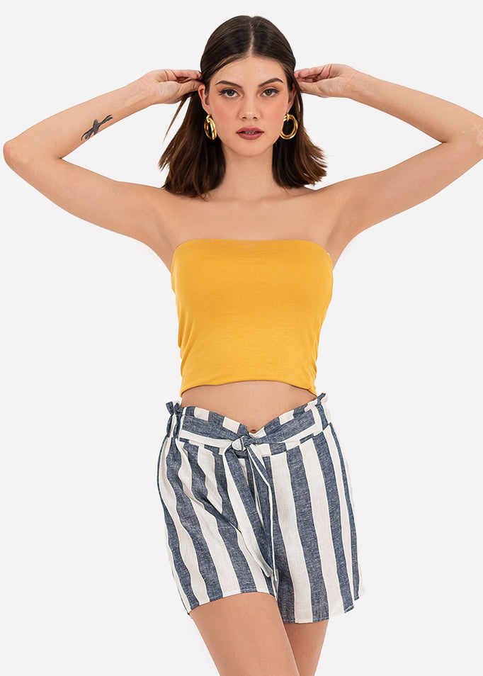 Top seamless tubo liso MOSTAZA