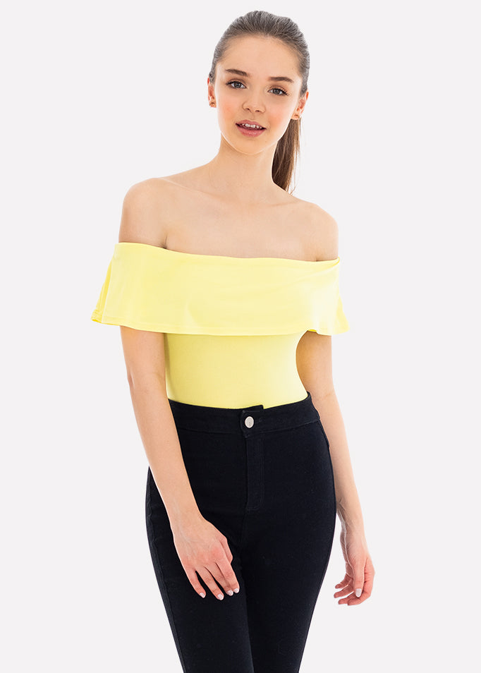 Bodysuit olanes hombro descubierto AMARILLO PASTEL