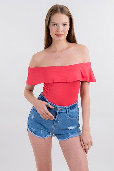 Bodysuit olanes hombro descubierto CORAL