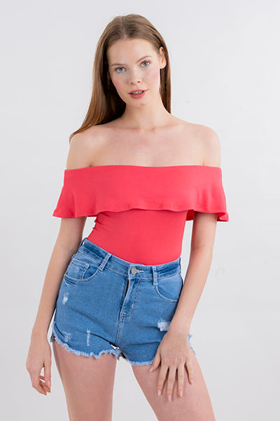 Bodysuit olanes hombro descubierto CORAL