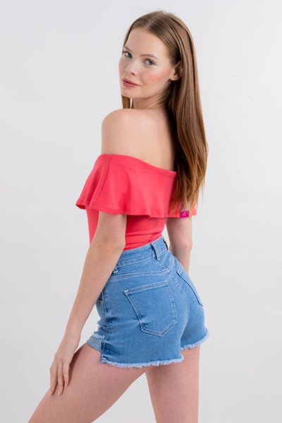 Bodysuit olanes hombro descubierto CORAL