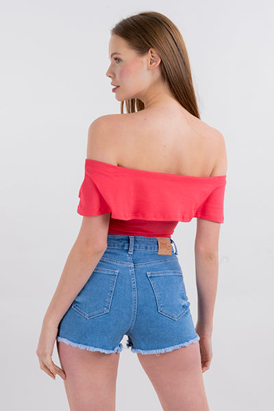 Bodysuit olanes hombro descubierto CORAL