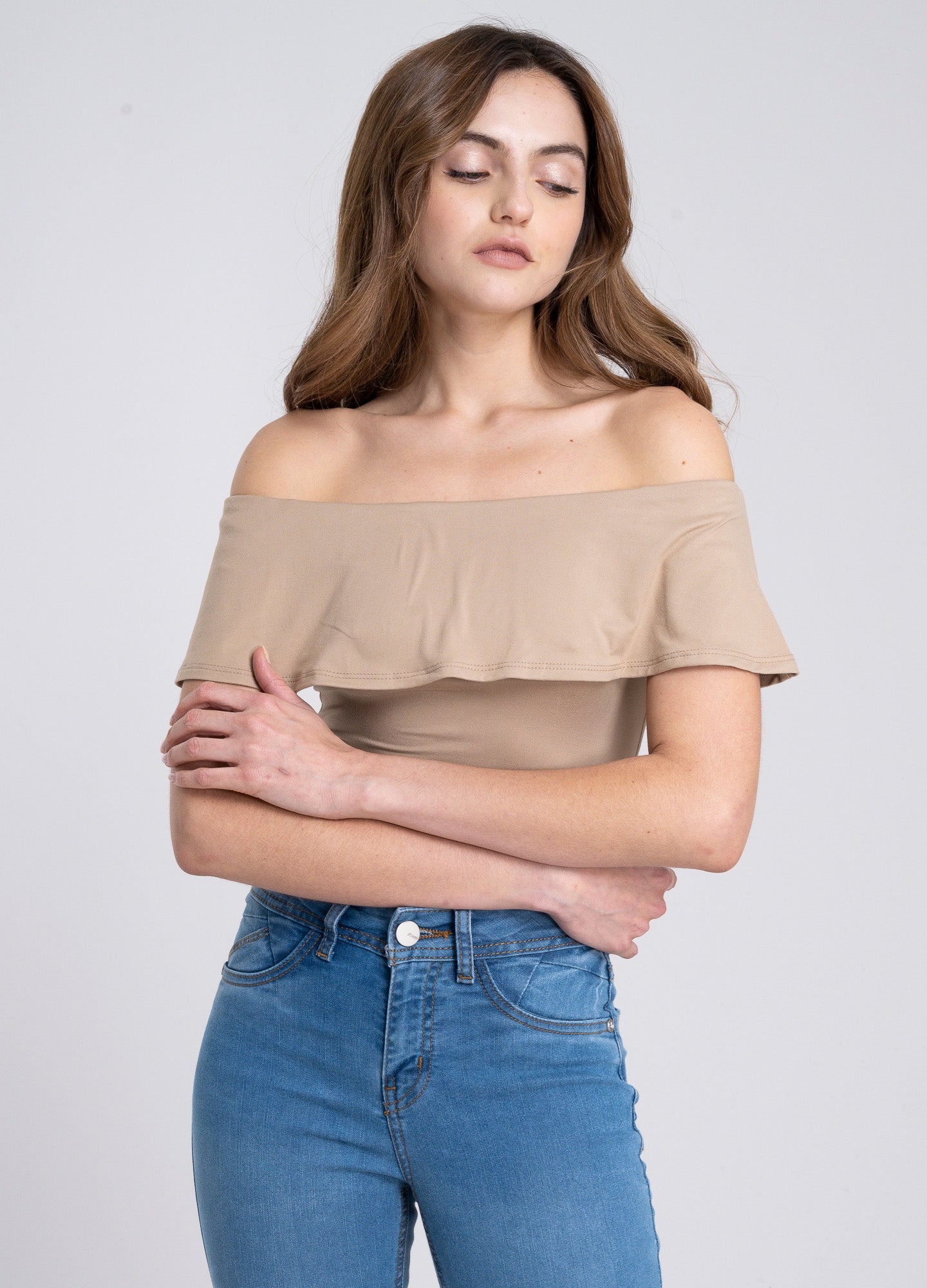 Bodysuit olanes hombro descubierto TAUPE
