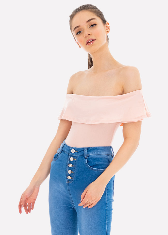 Bodysuit olanes hombro descubierto DURAZNO