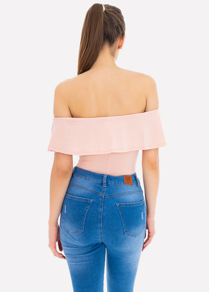 Bodysuit olanes hombro descubierto DURAZNO