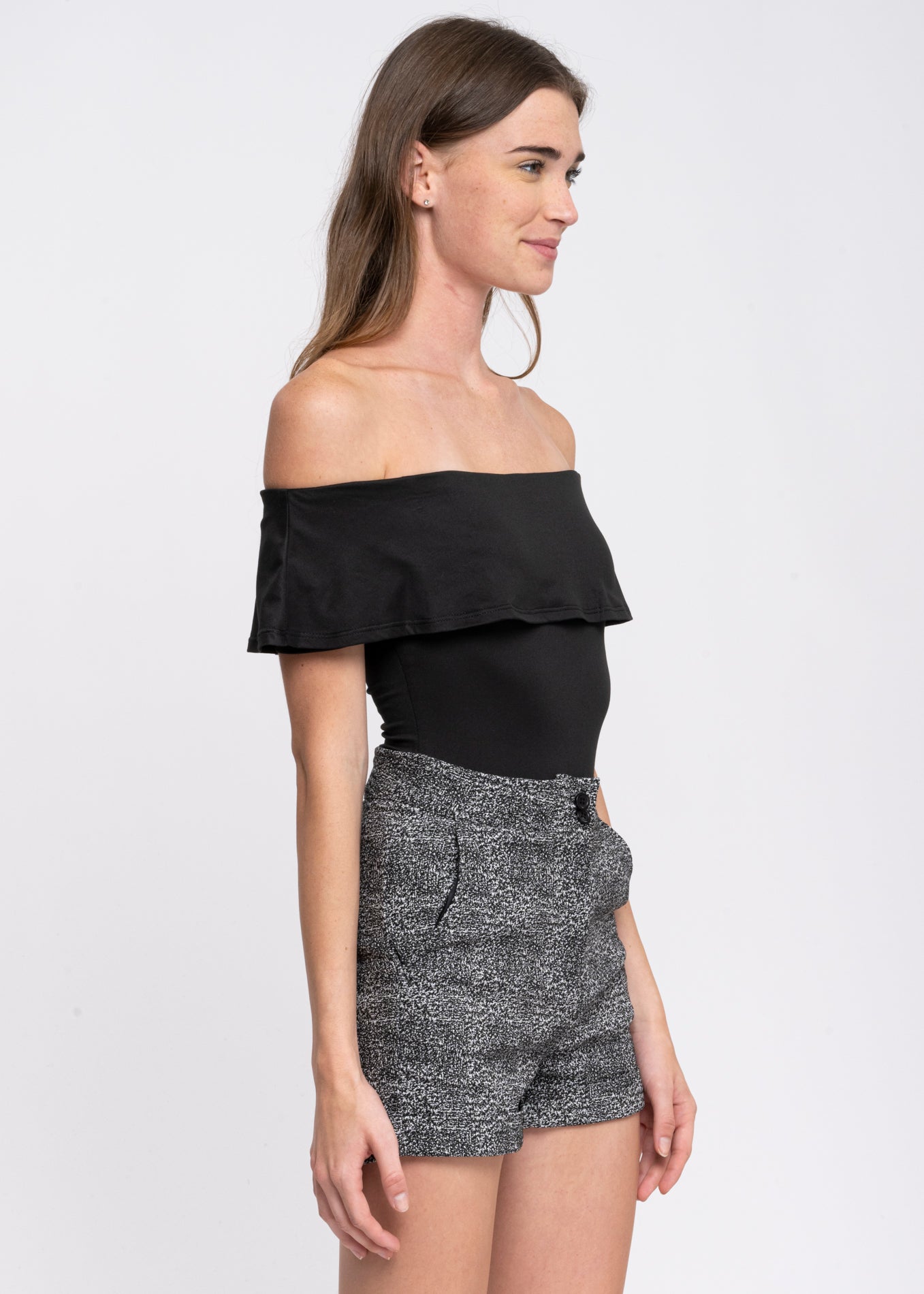 Bodysuit olanes hombro descubierto NEGRO