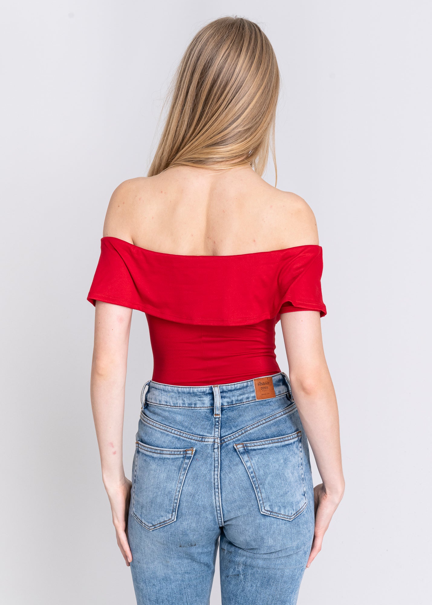 Bodysuit olanes hombro descubierto ROJO