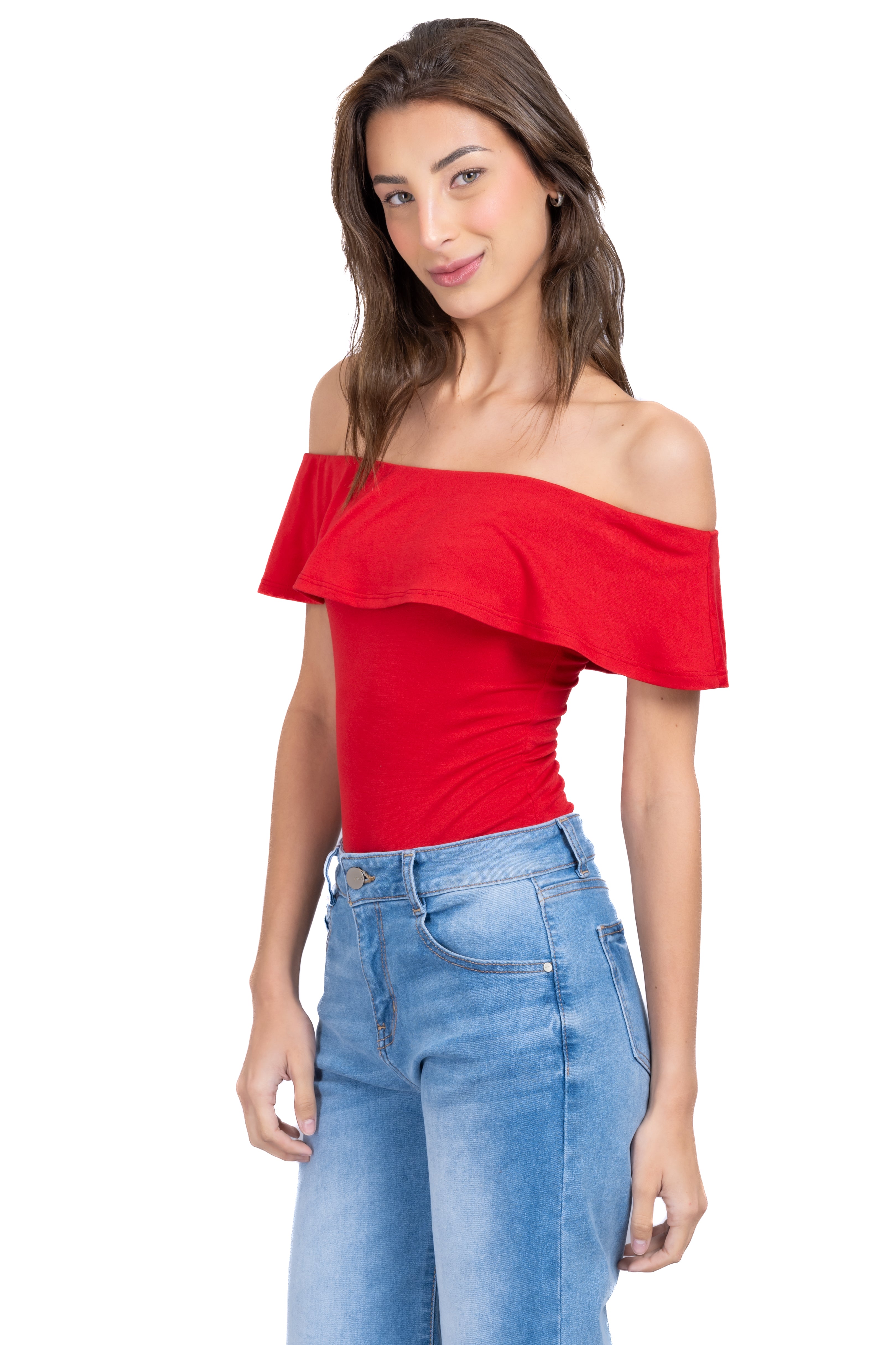 Bodysuit olanes hombro descubierto ROJO QUEMADO