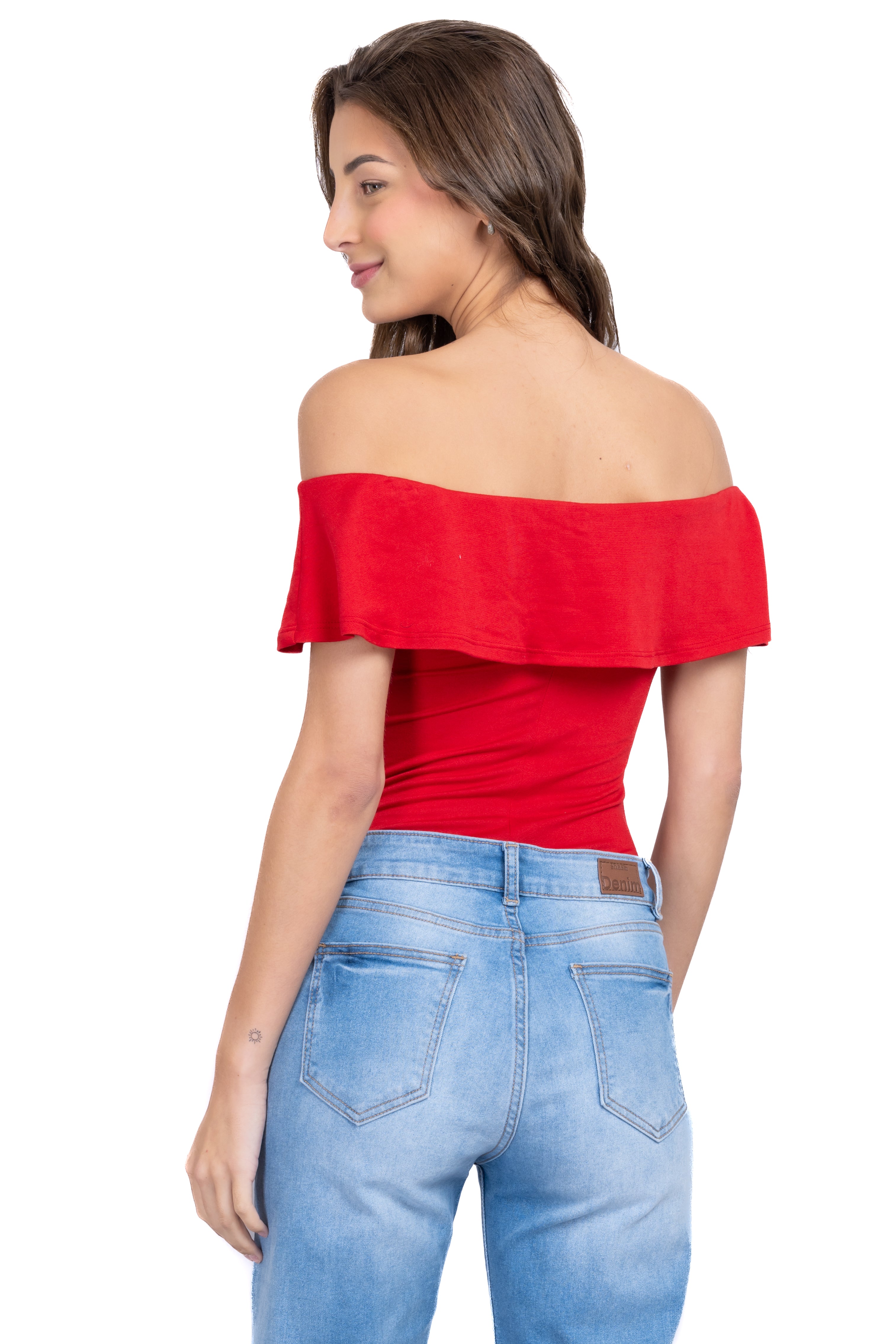Bodysuit olanes hombro descubierto ROJO QUEMADO