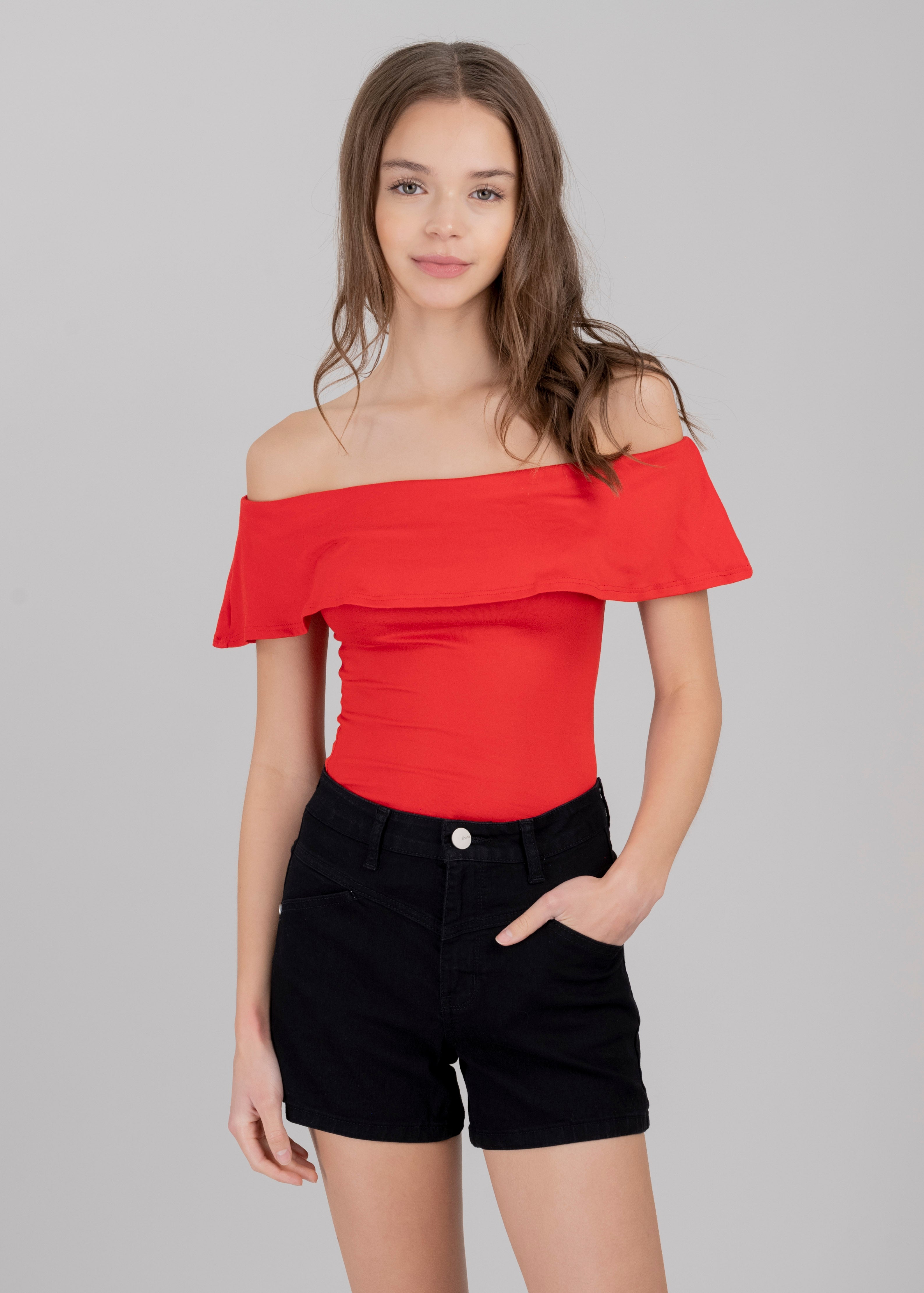 Bodysuit olanes hombro descubierto ROJO QUEMADO