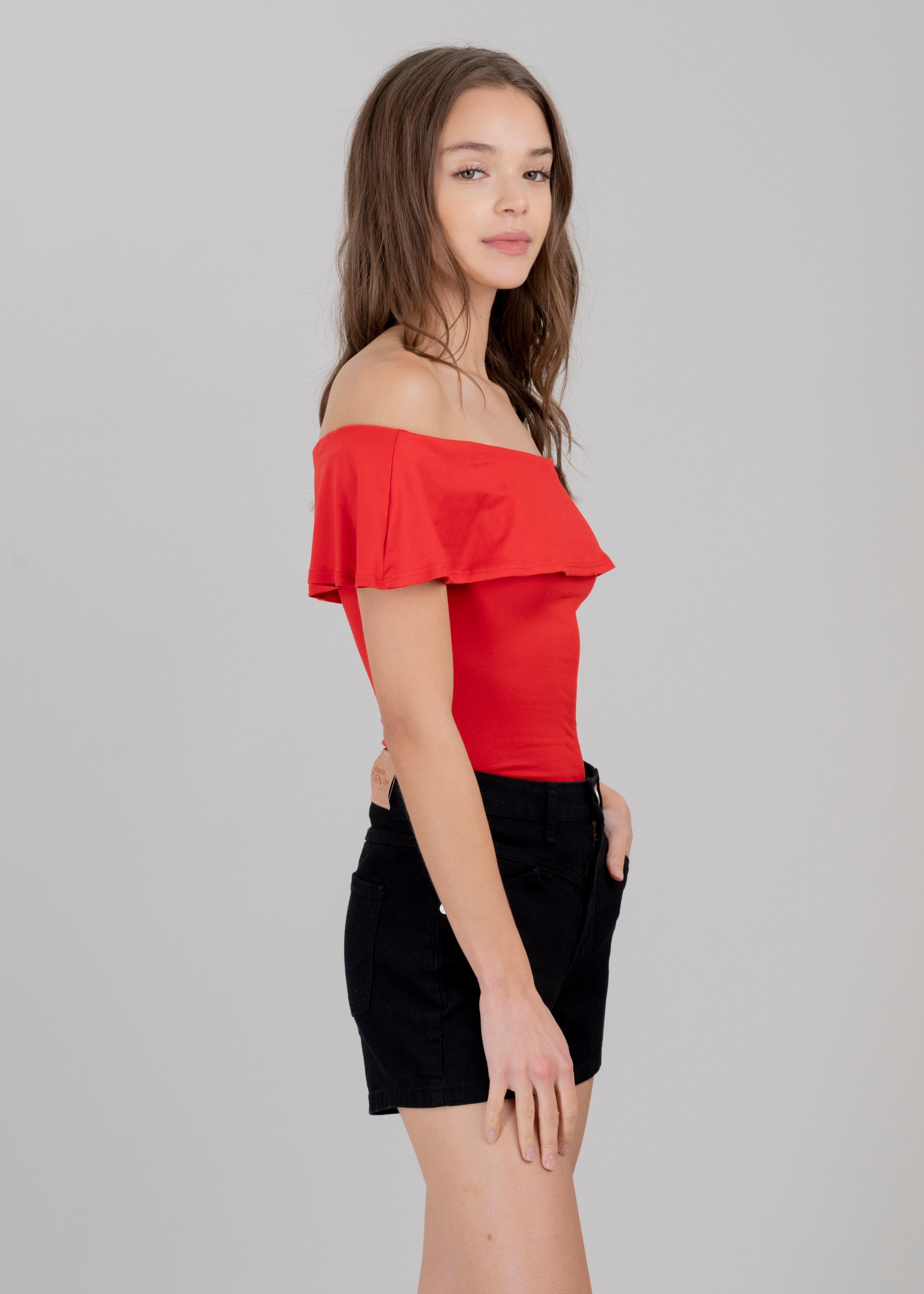 Bodysuit olanes hombro descubierto ROJO QUEMADO