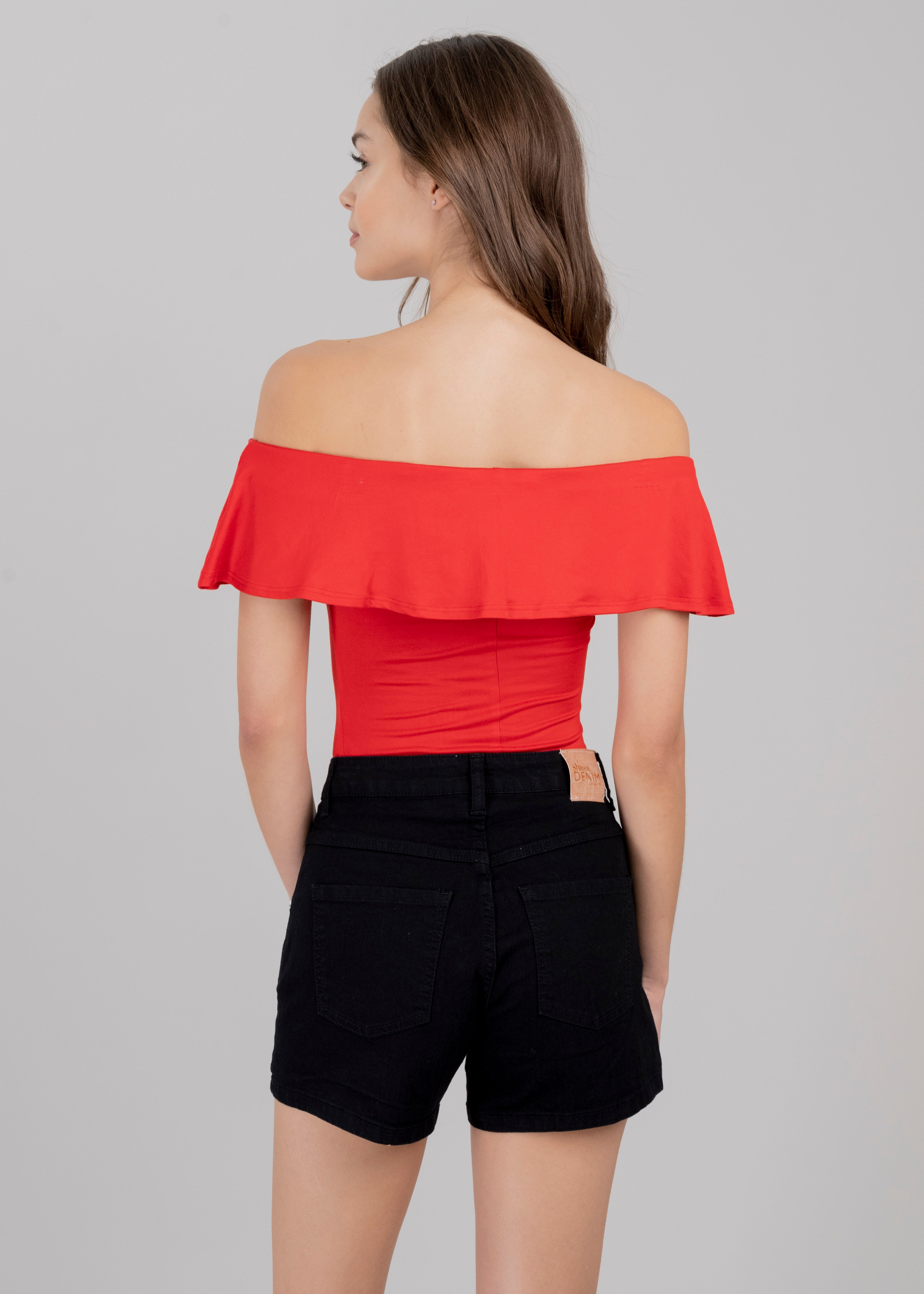 Bodysuit olanes hombro descubierto ROJO QUEMADO