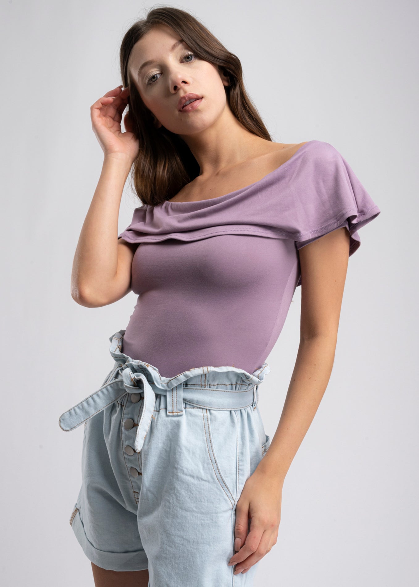 Bodysuit olanes hombro descubierto MARSALA