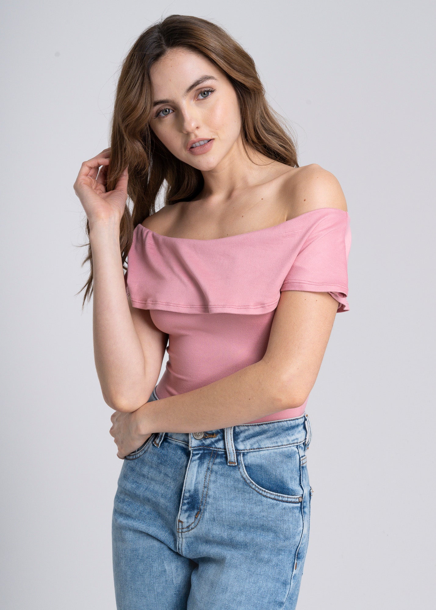 Bodysuit olanes hombro descubierto PALO DE ROSA