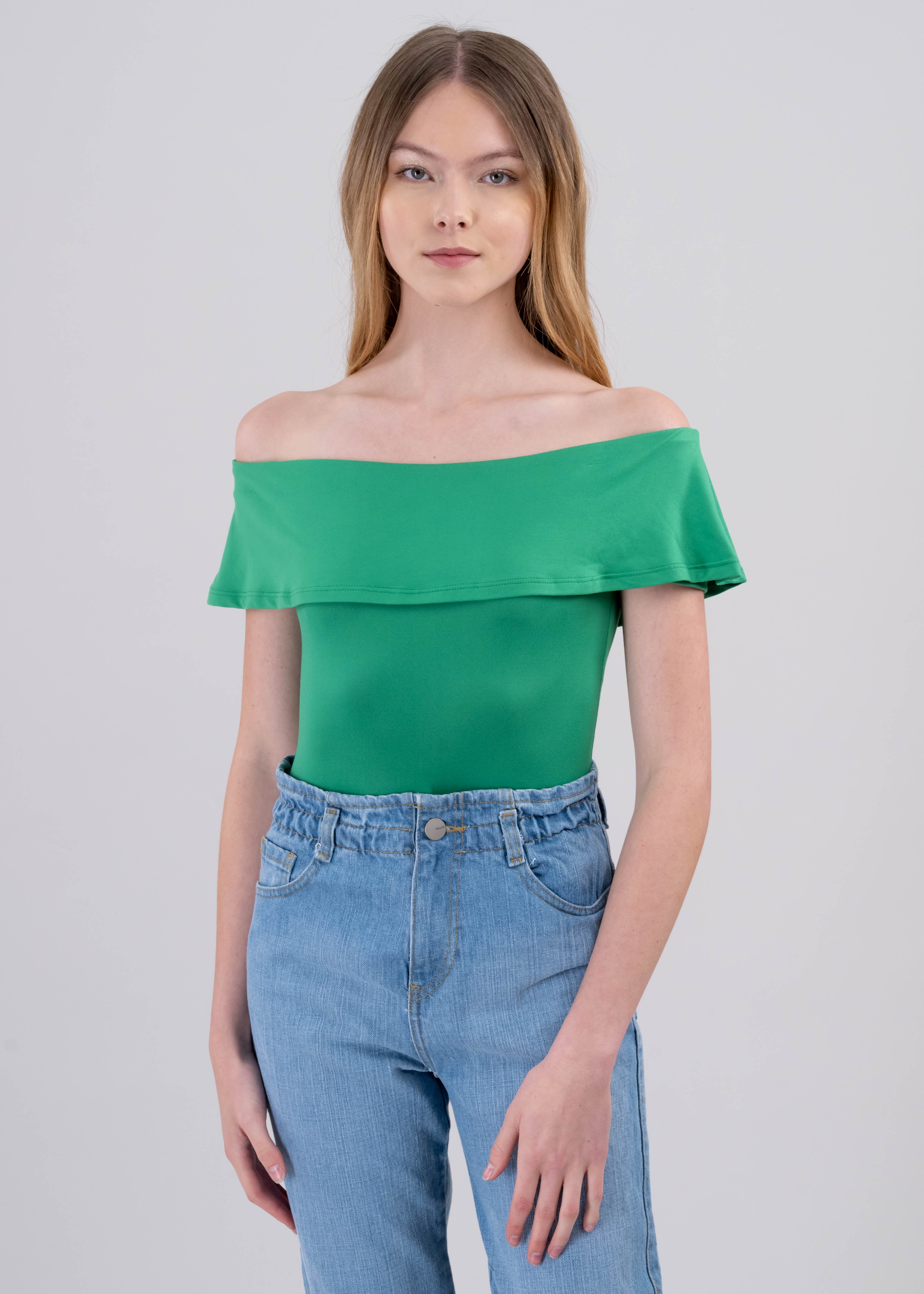 Bodysuit olanes hombro descubierto VERDE