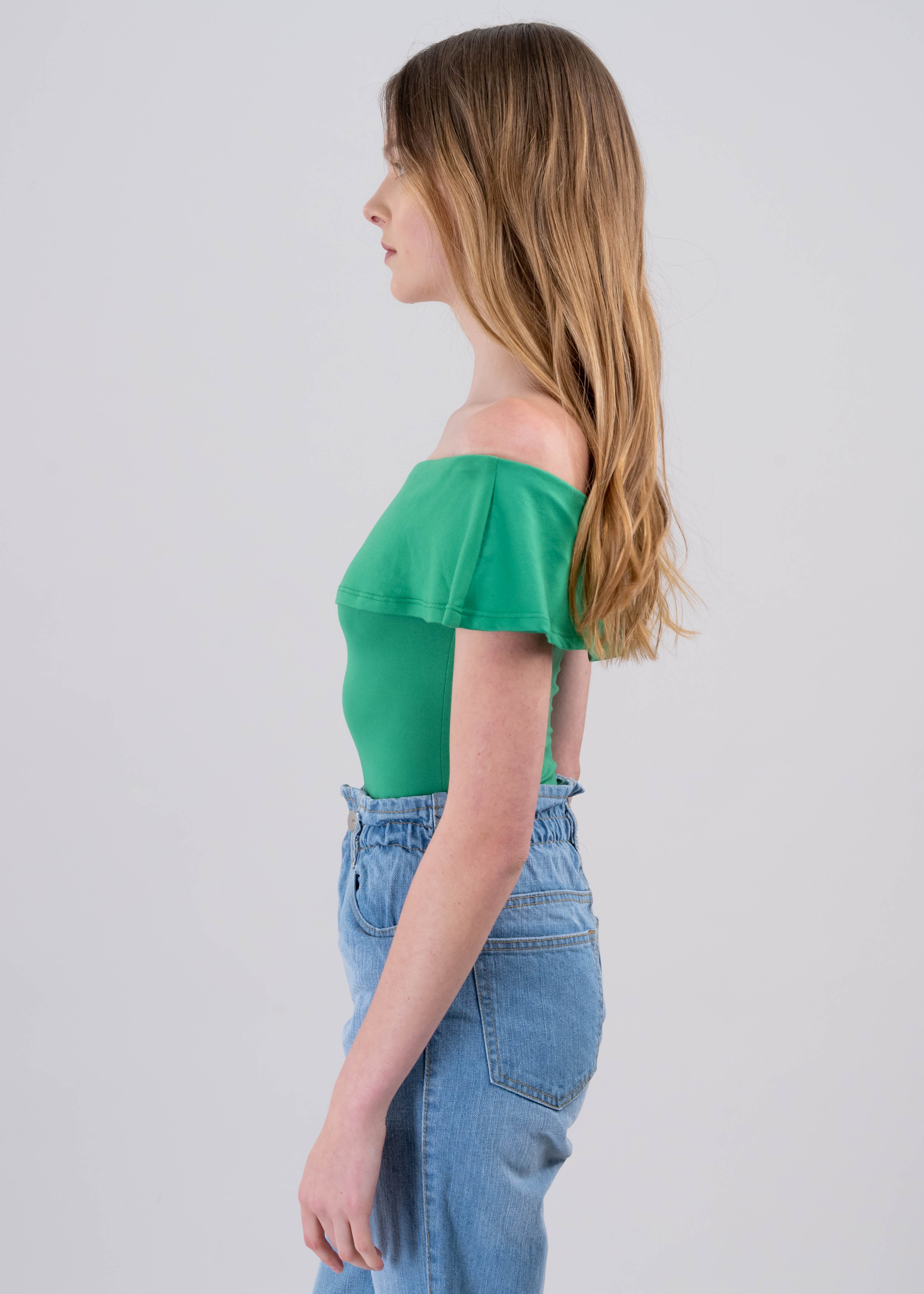 Bodysuit olanes hombro descubierto VERDE