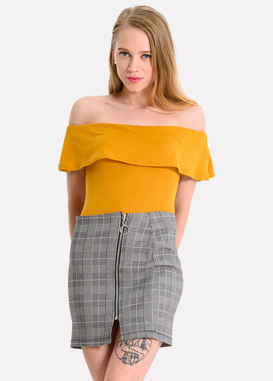 Bodysuit olanes hombro descubierto MOSTAZA OBSCURO