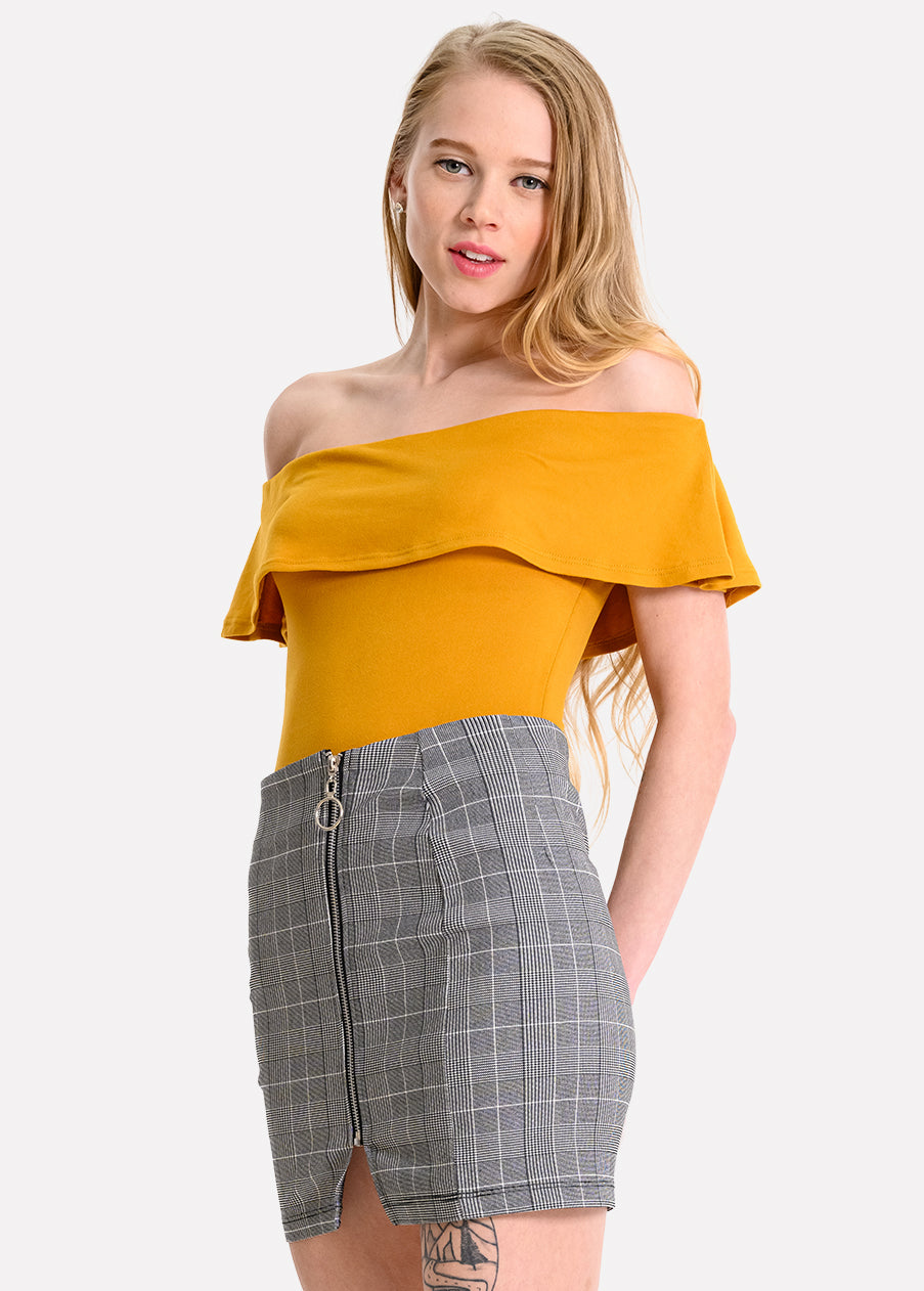 Bodysuit olanes hombro descubierto MOSTAZA OBSCURO