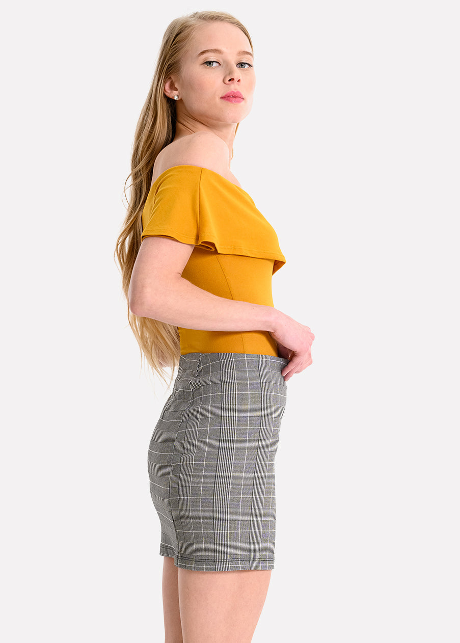 Bodysuit olanes hombro descubierto MOSTAZA OBSCURO