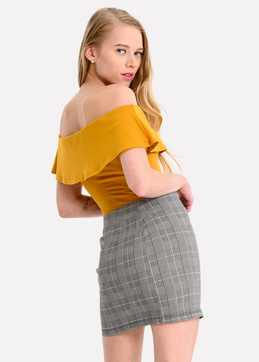 Bodysuit olanes hombro descubierto MOSTAZA OBSCURO