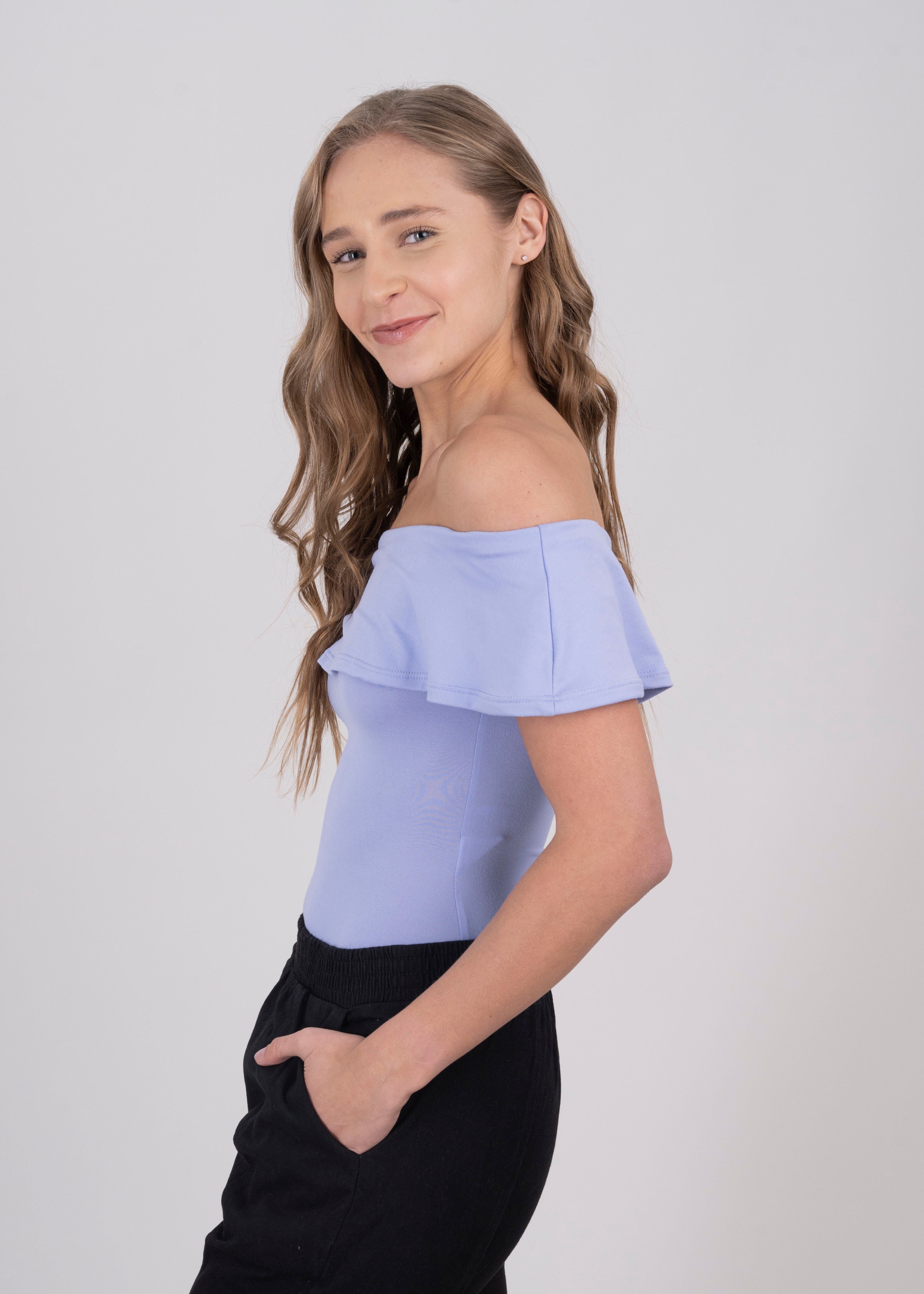 Bodysuit olanes hombro descubierto LILA OBSCURO