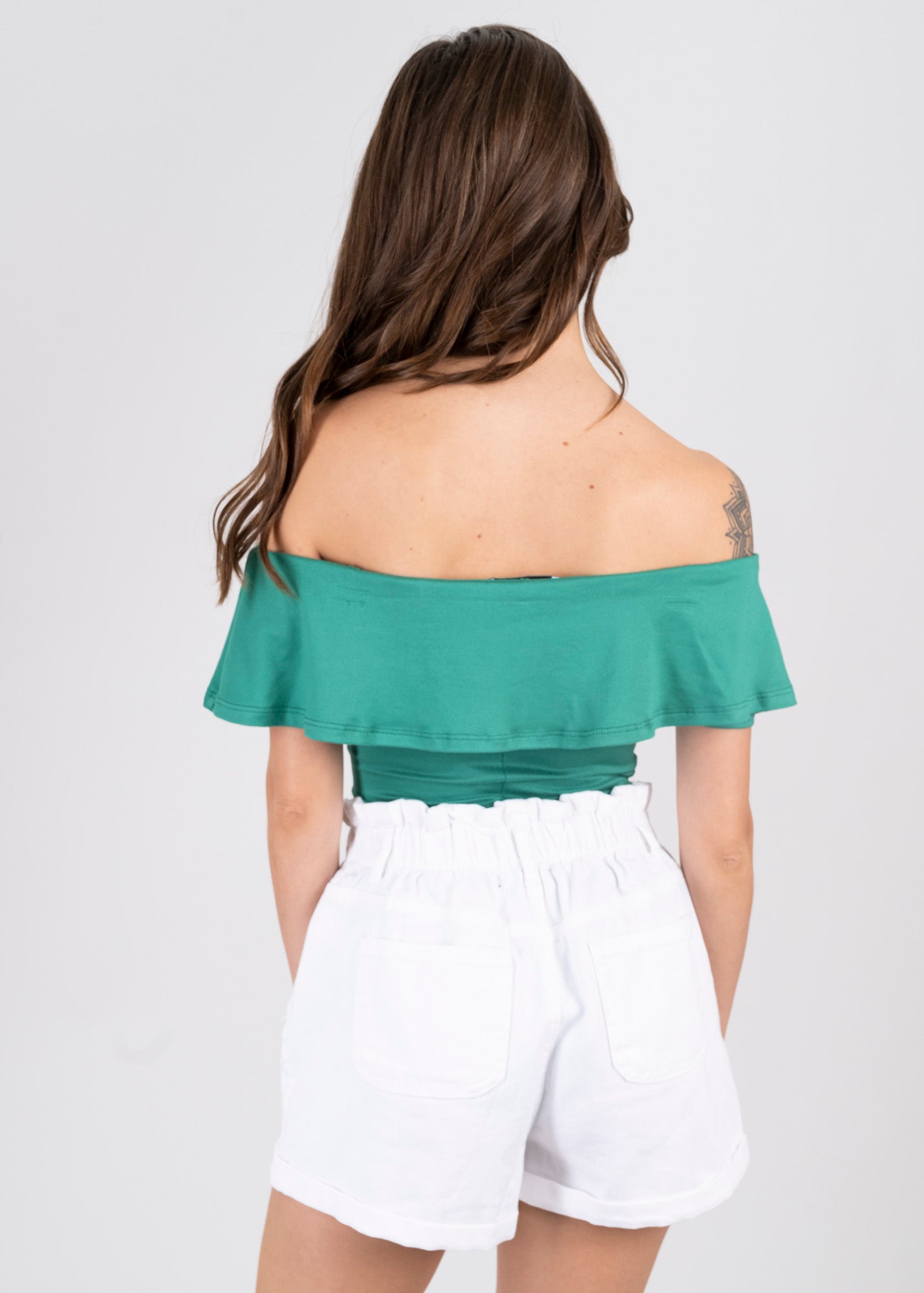 Bodysuit olanes hombro descubierto VERDE OBSCURO