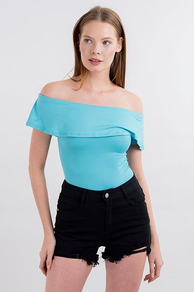 Bodysuit olanes hombro descubierto TURQUESA BRILLANTE