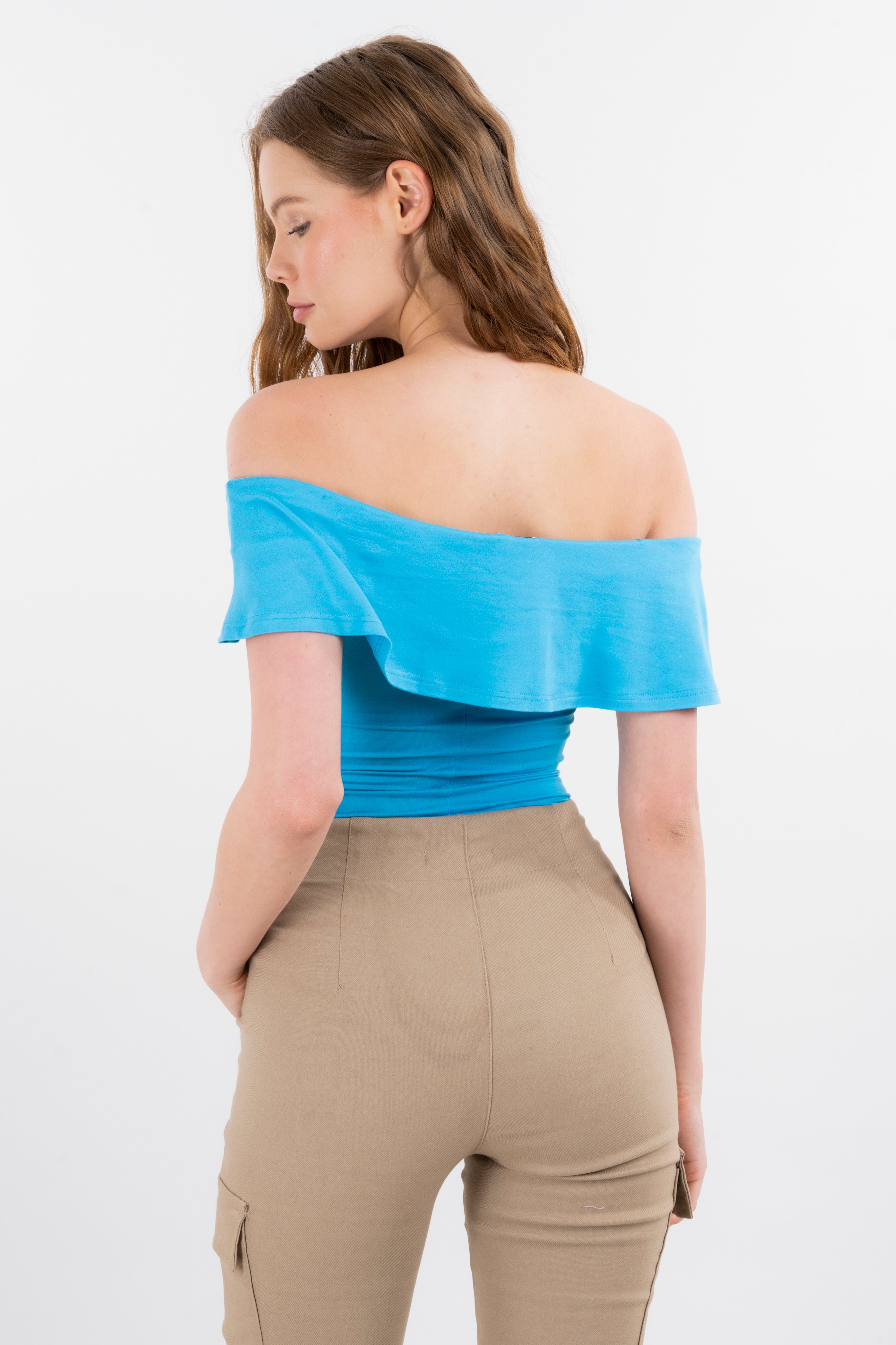 Bodysuit olanes hombro descubierto AZUL PITUFO