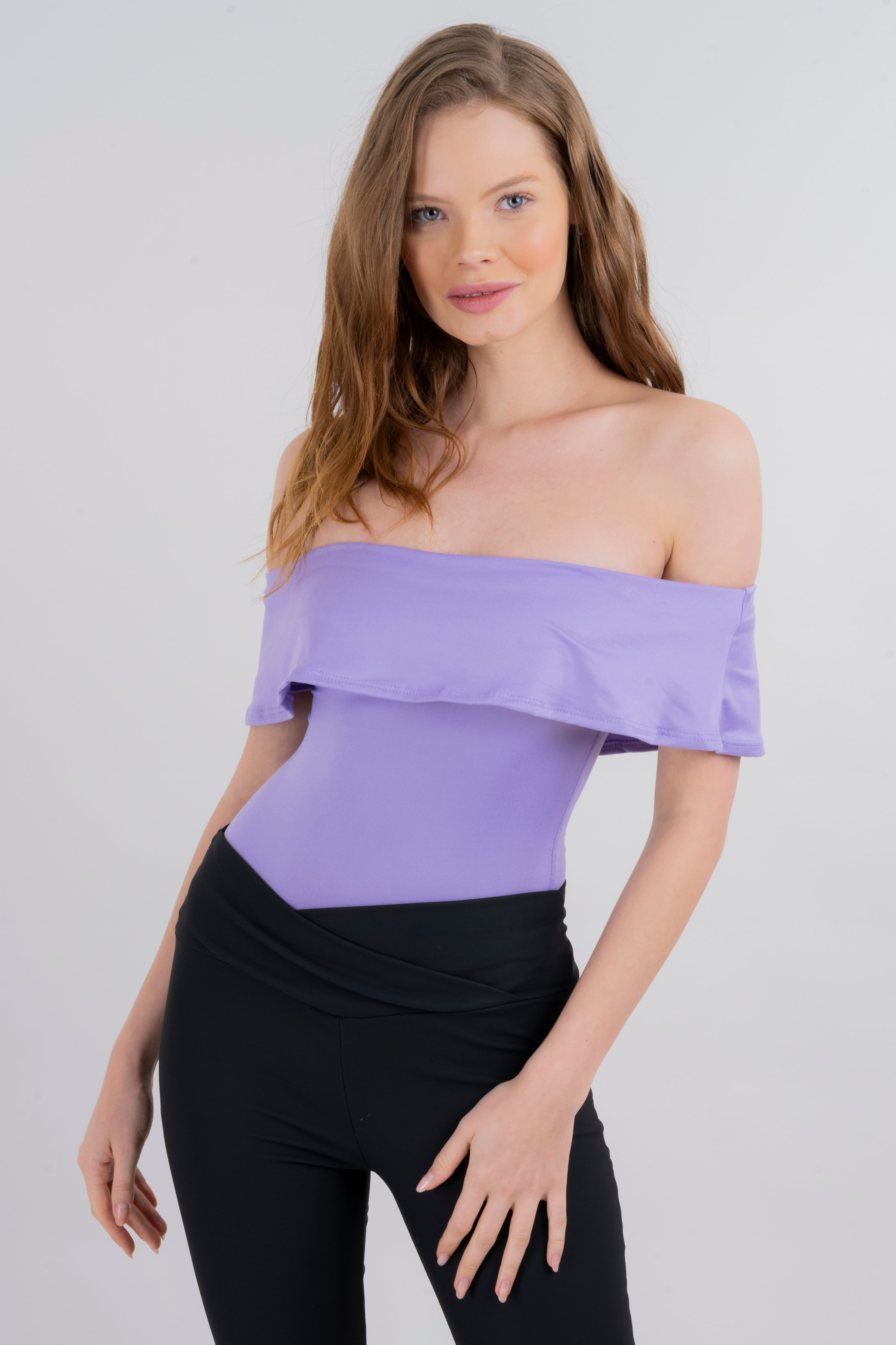 Bodysuit olanes hombro descubierto LAVANDA