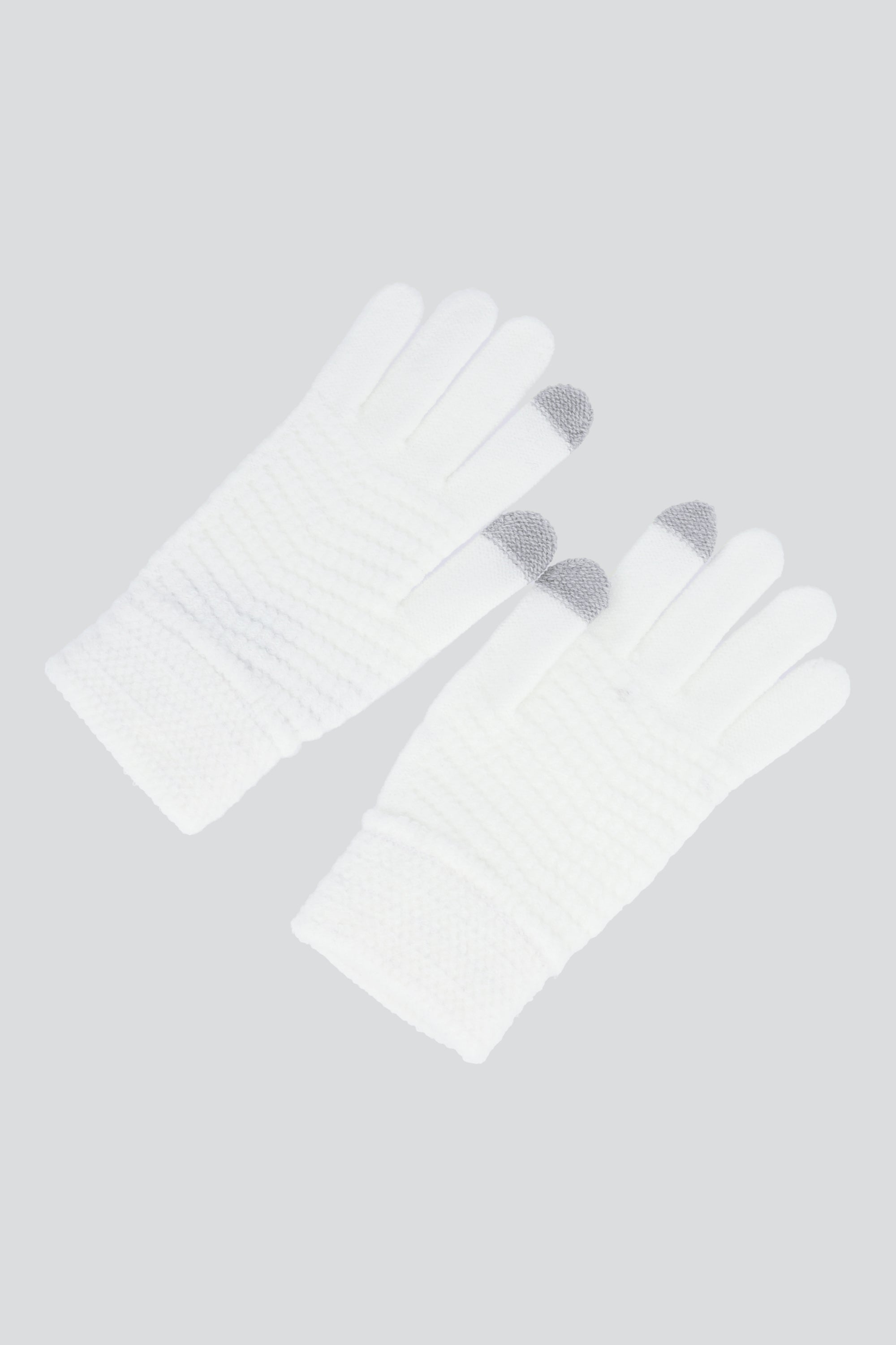 Guantes tejido waffle bicolor BLANCO